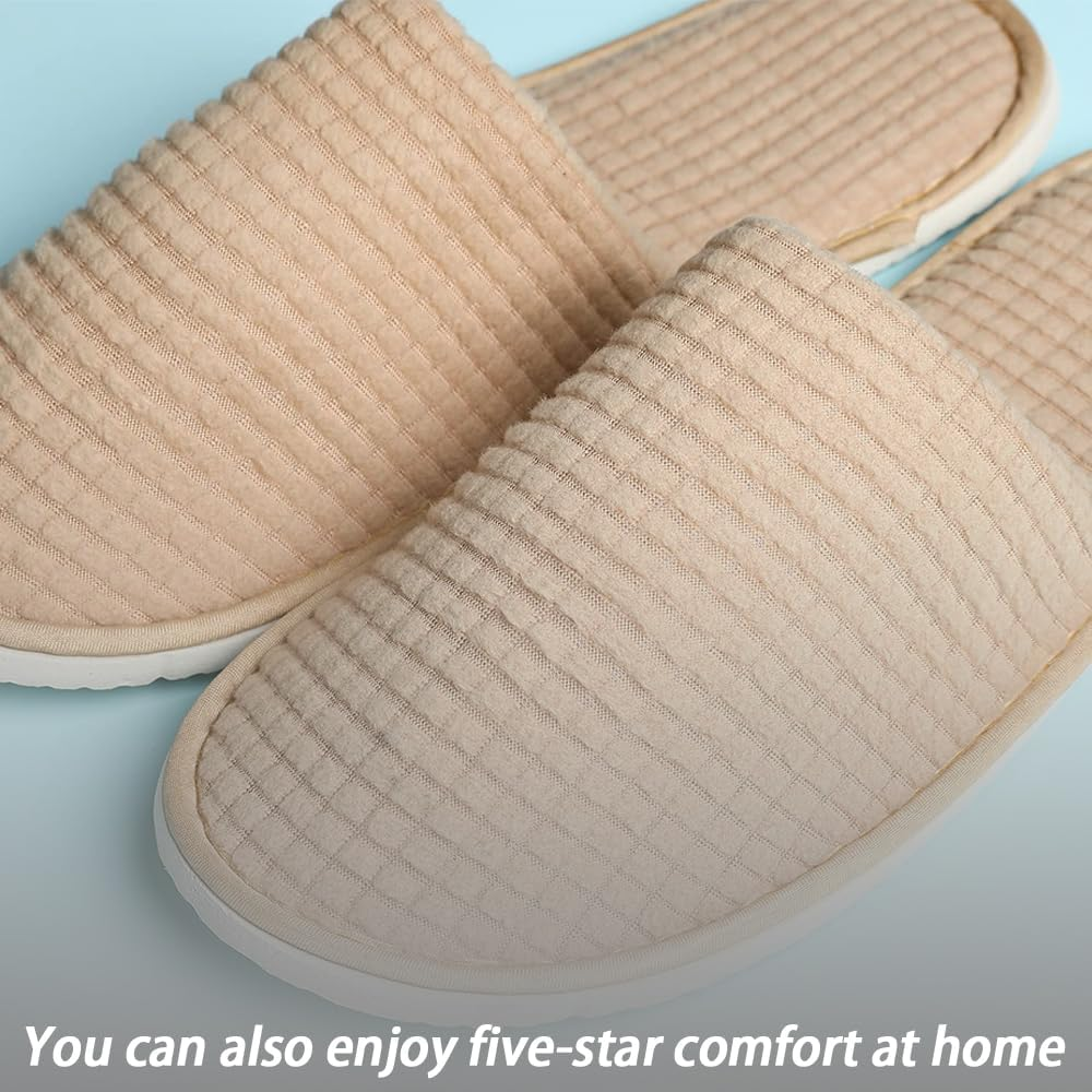 6 Pairs Spa Slippers, Washable & Reusable Closed Toe Indoor Hotel Slipper, Soft Hotel Shoes Padded Sole for Comfort- for Guests, Hotel, Travel,Wedding image number 6