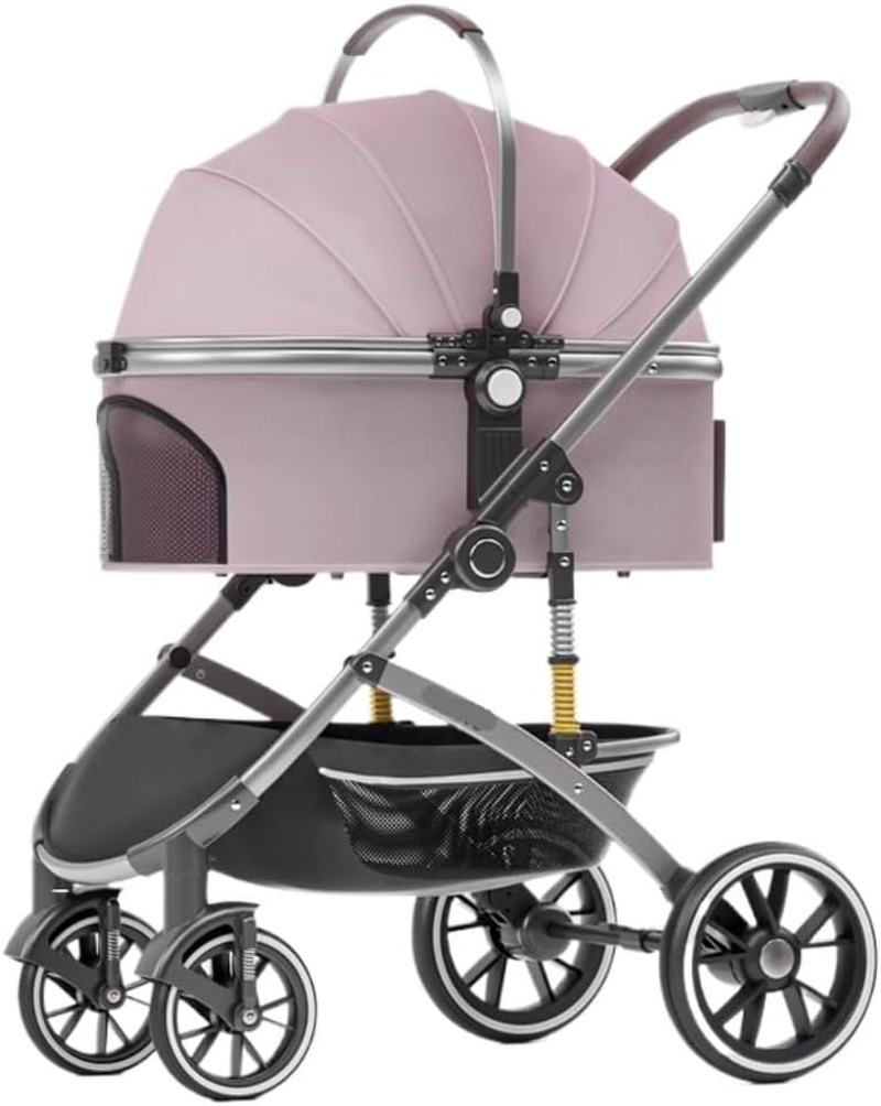Pet Stroller Dog Stroller Cat Stroller Folding Pet Stroller with Storage Basket Travel Dog Strollers with Detachable Carrier for Small Medium Cats Dogs Dog Pram Dog Cat(Color:D)