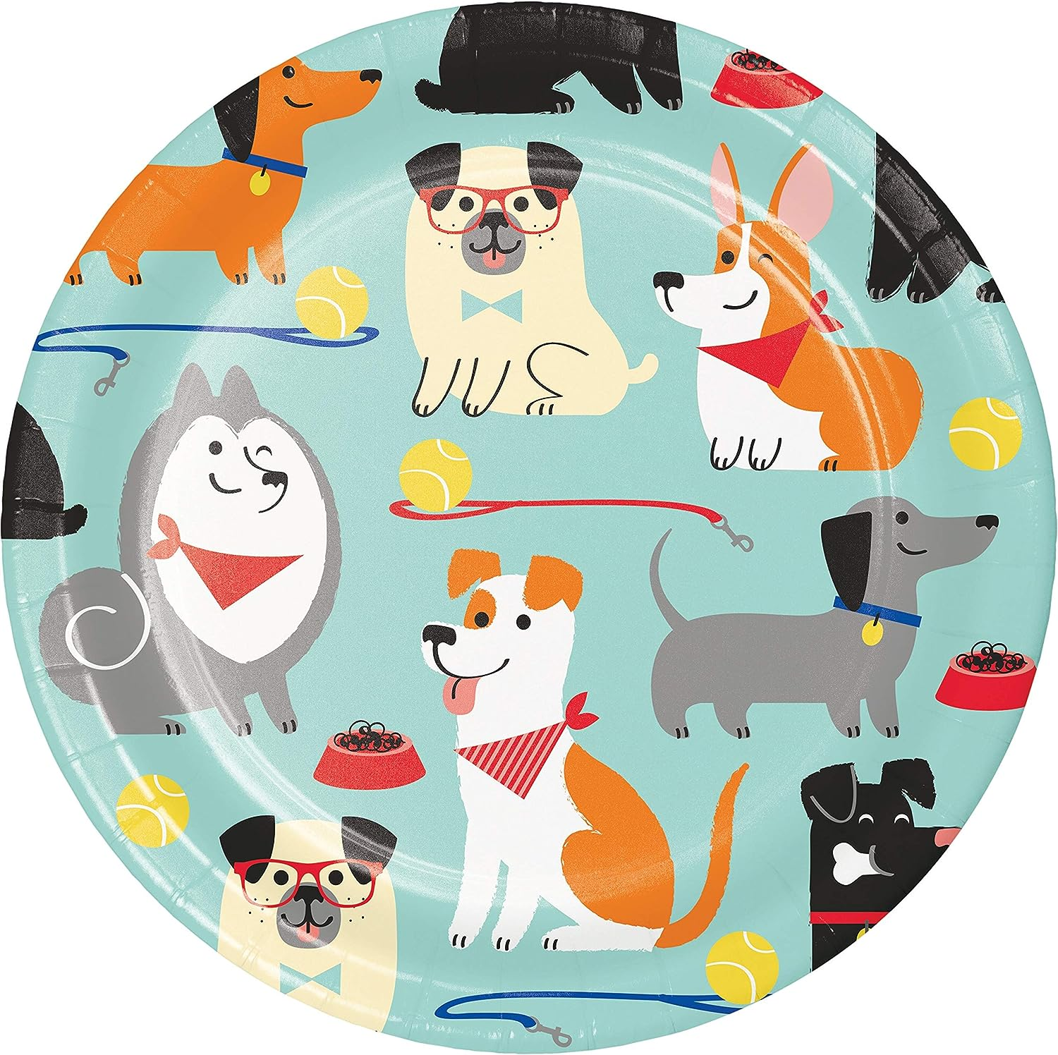Creative Converting Dog Party Paper Lunch Plates 8-Pieces, 18 Cm Size