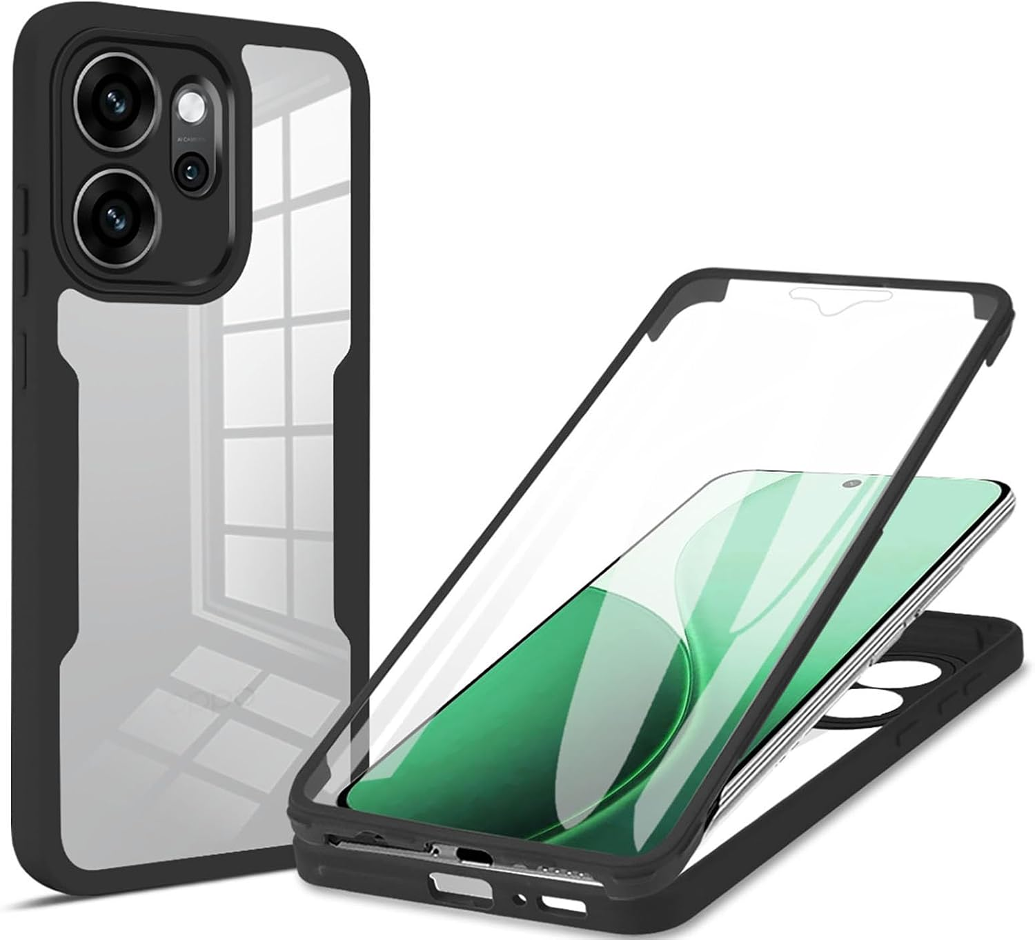 ILING Trasparente Case for OPPO Reno 14 Pro 5G (Reno14 Pro 5G), 360&deg; Full Body Protection Shockproof Cover with Built-In Screen Protector, Ultra Thin Hard PC Silicone TPU Bumper Case (Pink)