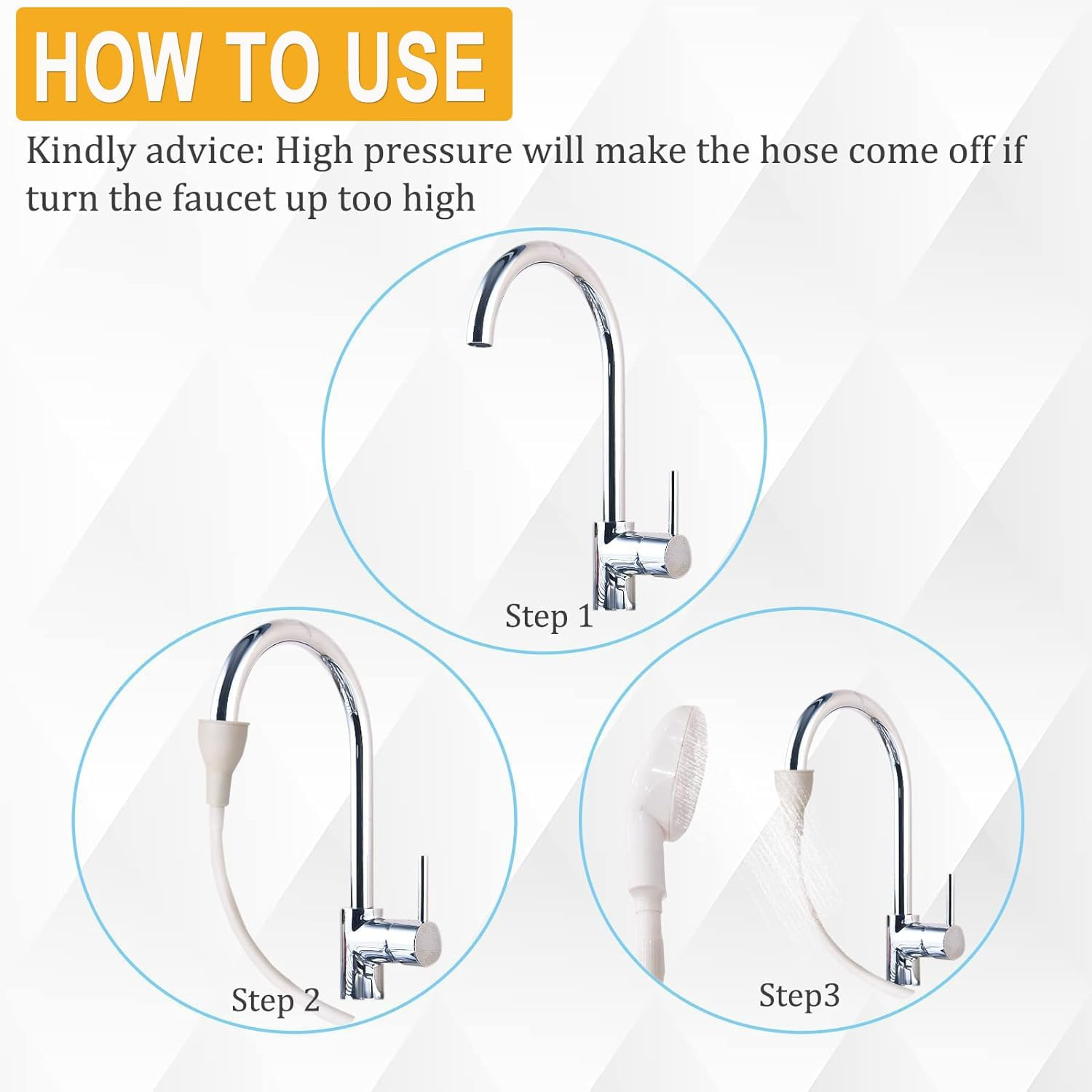 IONPSH Sink Spray Rubber Hose Portable Faucet Sprayerhand Held Shower Head Sprayer Tap Hose Attachment Can Be Used in the Bathroom and Kitchen for Bathing Baby Pets Washing Hair Rinsing Vegetables(2) image number 1