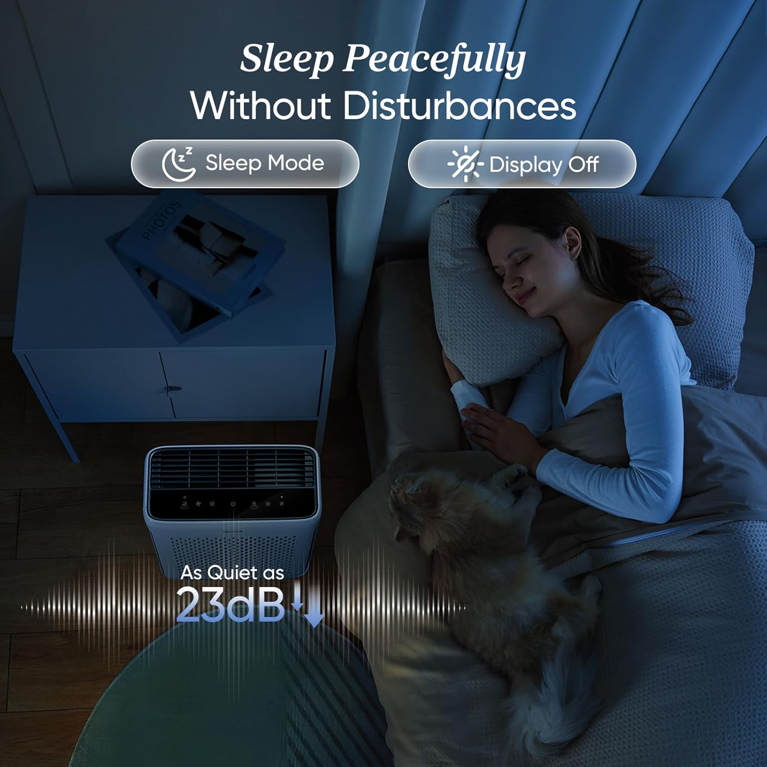 LEVOIT Smart HEPA Air Purifier for Bedroom Home 104M&sup2;, Washable Filter, Pet Mode, Air Quality & Light Sensor, 23Db, Remove 99.97% of Allergens for Pet, Dust, Pollen, Smoke, Vital 100S image number 2