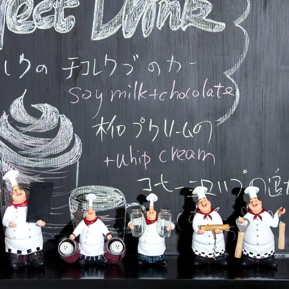 Holding Writable Chalkboard Sign Resin Chef Figurines, Cute Chef Statue Sculpture Ornaments Decoration for Home, Kitchen, Bar, Coffee, Restaurant Collection image number 4