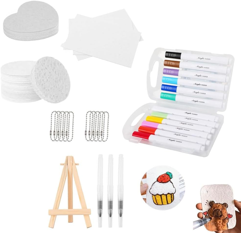 Lyhaogao Upgrade 3D Foam Texture Painting Kit, 3D Drawing Magics Canvas Sponge, Foam Texture Blank Painting Paper, DIY Bubble Drawing Pens Art Supplies Kit image number 4