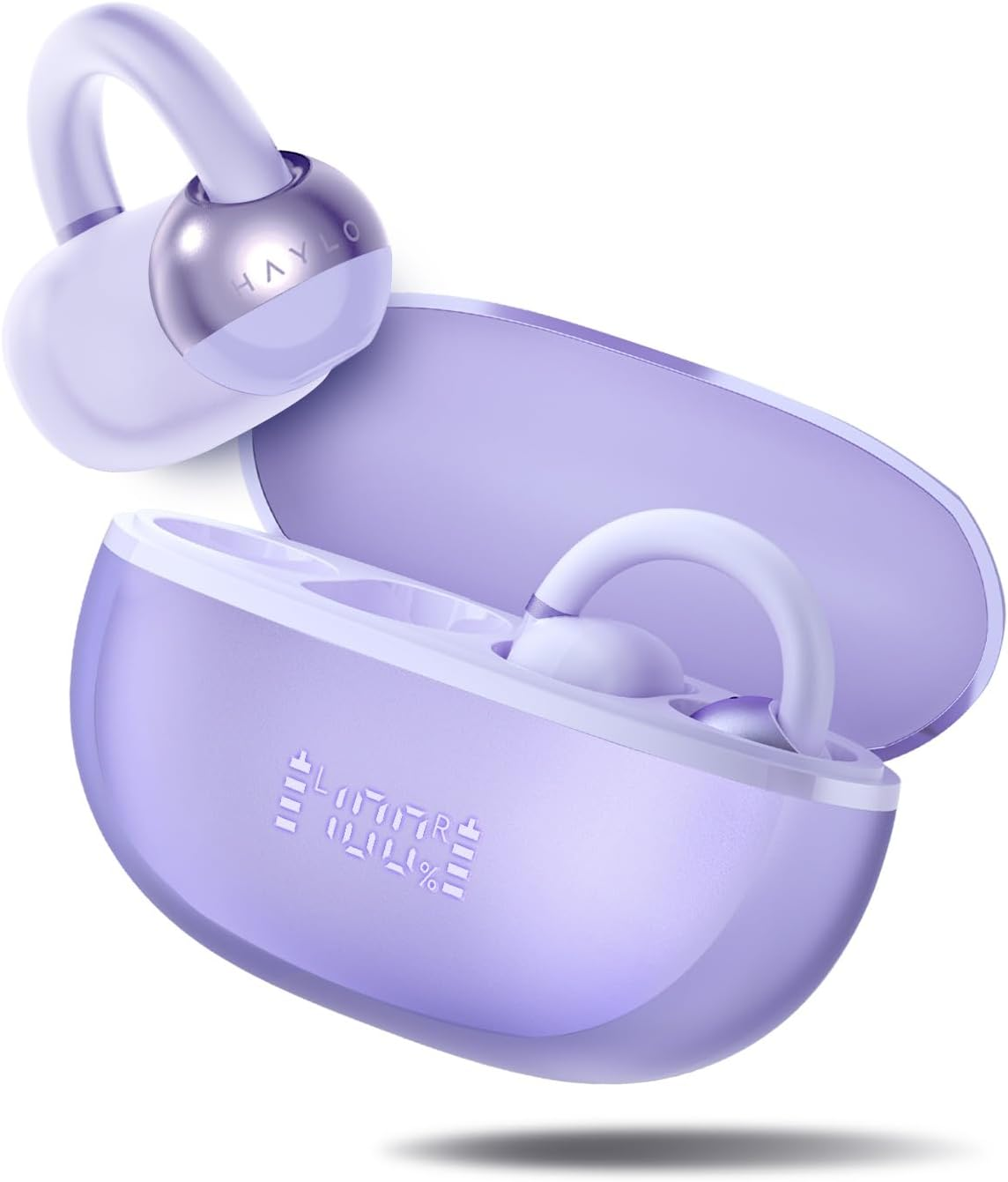 Haylou Airfree Wireless Earphones, Hi-Fi Three-Dimensional Sound, Multi-Point Connection, up to 22 Hours Playback, Sound Leakage Prevention, Battery Level Display, LED Display, Bluetooth 5.4, Purple