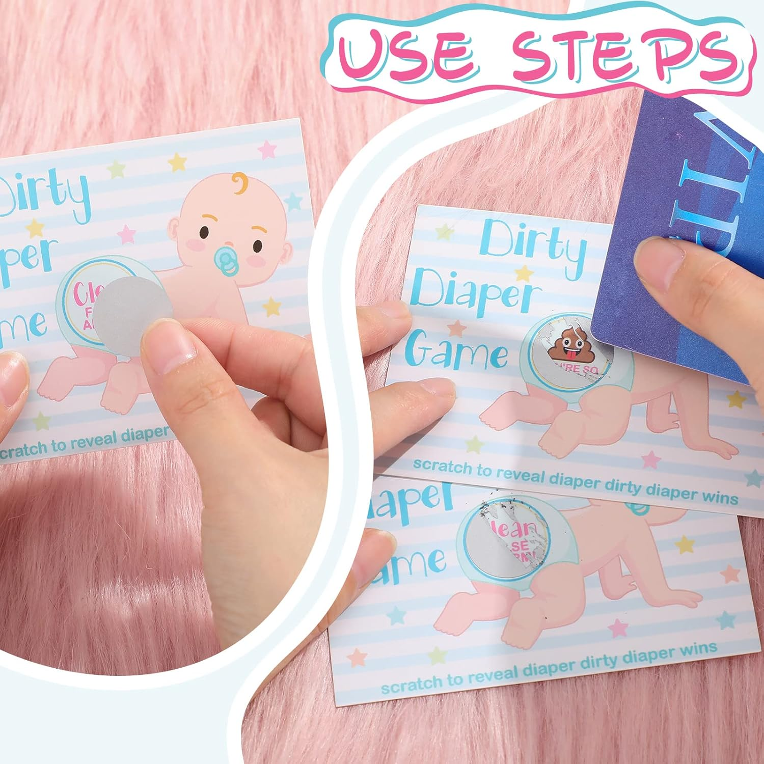 Geyee 60 Pieces Baby Shower Scratch off Game Funny Raffle Cards Baby Shower Party Games Decorations Cute Activity for Activity and Idea for Boy Girl(Nude Color) - Nude Color image number 2