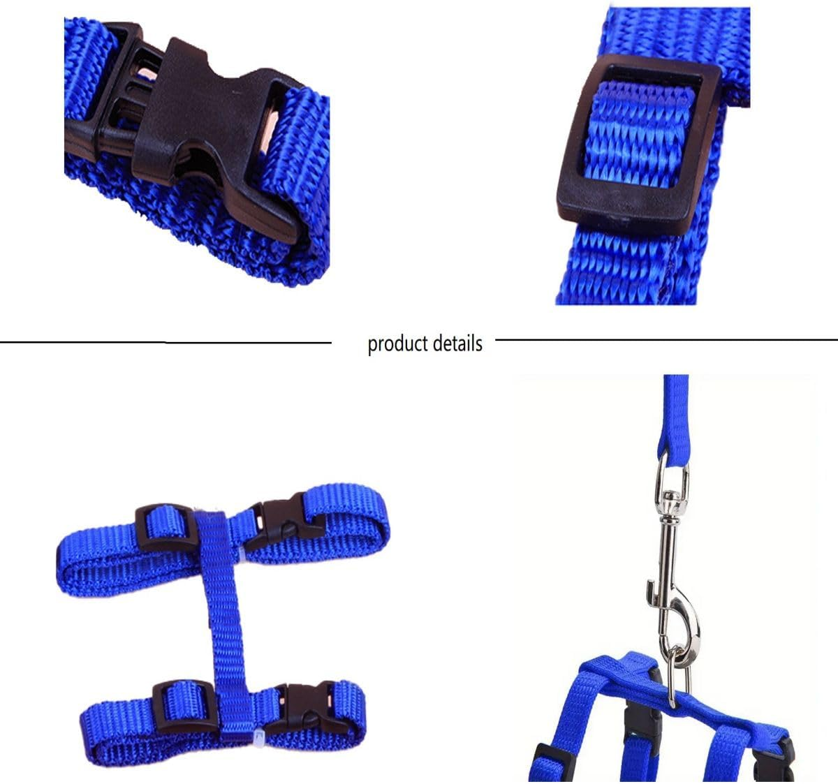 Pack of 2 Adjustable Nylon Harnesses, Cat Lead, Harness, Cat Lead, Kitten Collar, Soft Cat Harness with Lead for Kittens, Puppies, Rabbits (Blue and Pink) image number 5