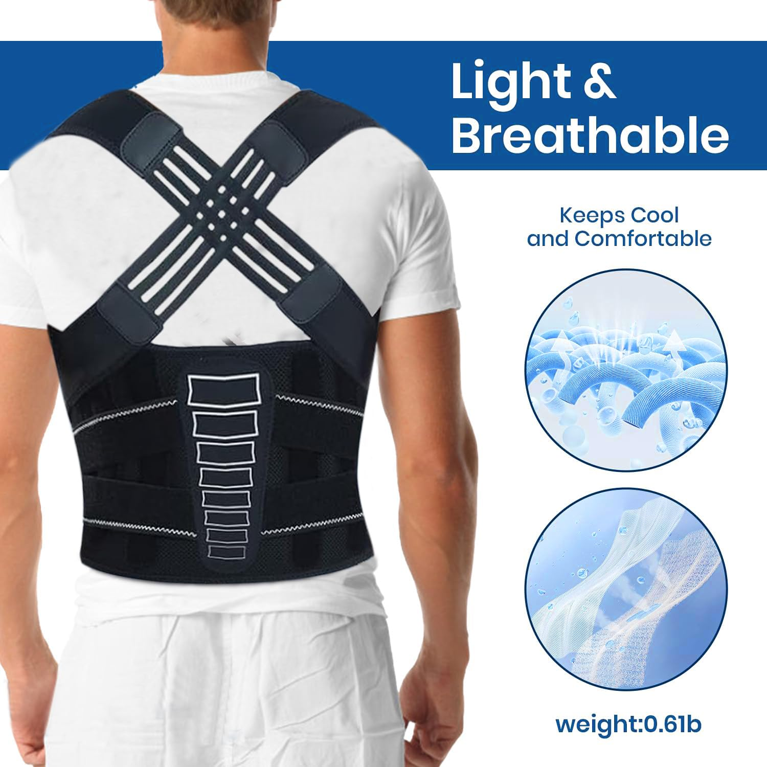 Back Support Posture Corrector for Women Men, Shoulder Supports & Immobilizers Scoliosis and Hunchback Adjustable Belt Back Brace for Lower Back Pain Posture Trainer - Black (S) image number 5
