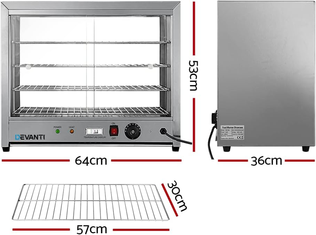 Commercial Food Warmer Hot Display Showcase Cabinet 64Cm Restaurant Catering image number 6