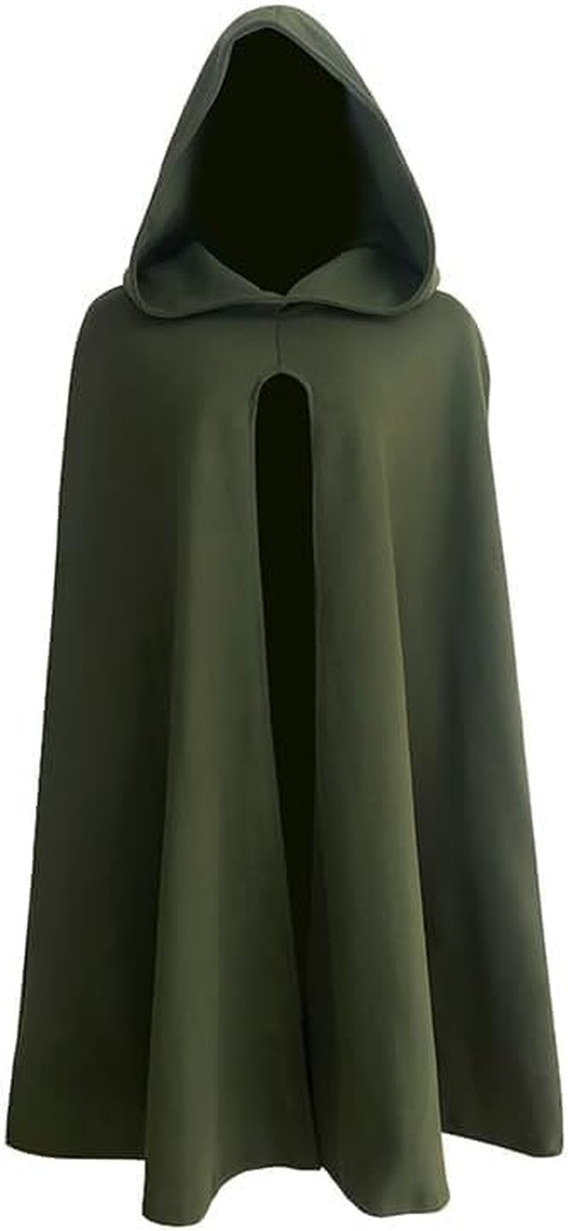 Black Renaissance Hooded Cape Witch Cloak with Hood Medieval Hobbit Halloween Costume image number 3