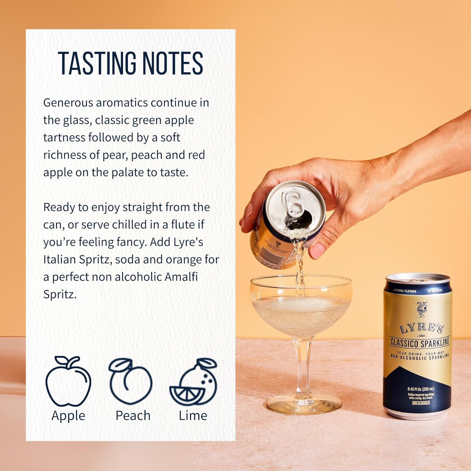 Lyre&rsquo;S Classico 24-Pack Case, Non Alcoholic Sparkling Wine, Zero Proof Sparkling Wine Alternative, Canned Mocktails, Ready to Drink, 45 Calories per Serve (250Ml X 24) image number 3