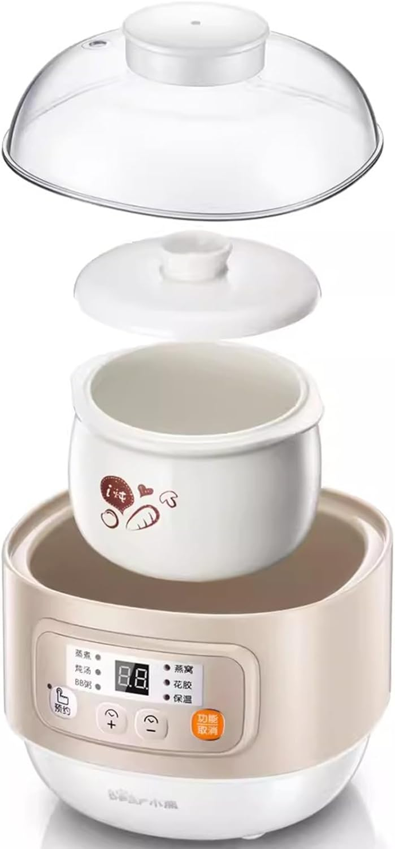 Electric Stew Pot, 0.8L Mini Ceramic Slow Cookers, 6 Smart Menus, 9.5H Appointment & Keep Warm, for Household Stew Pot, Soup, Baby Porridge, Desserts (Almond, AU Adapter) image number 3