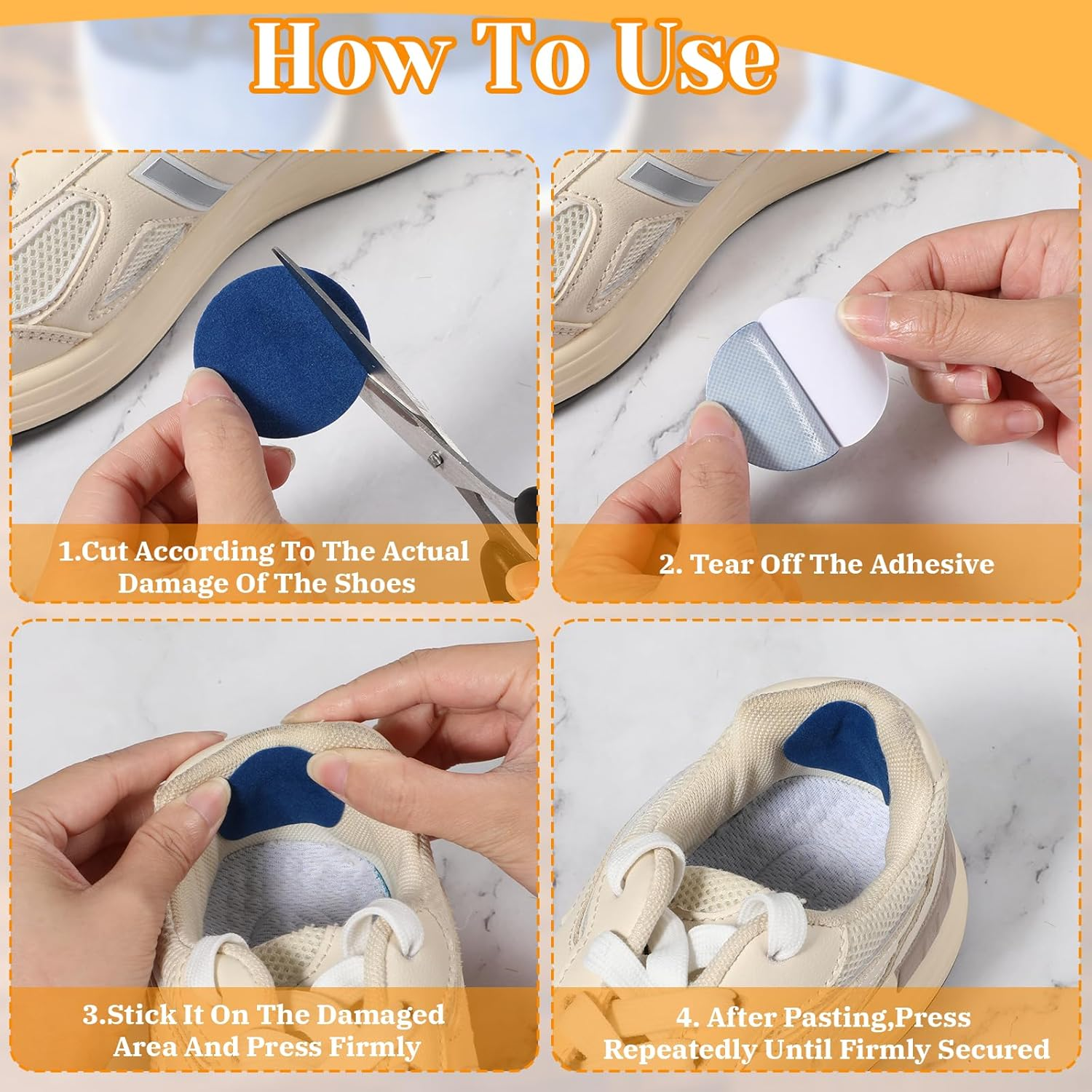 30Pcs Shoe Patches for Holes, Self-Adhesive Shoe Heel Repair Patch 5 Colors Shoe Hole Repair Patch Kit for Sneakers and Mesh Shoes (Rectangular and round Shapes) image number 6