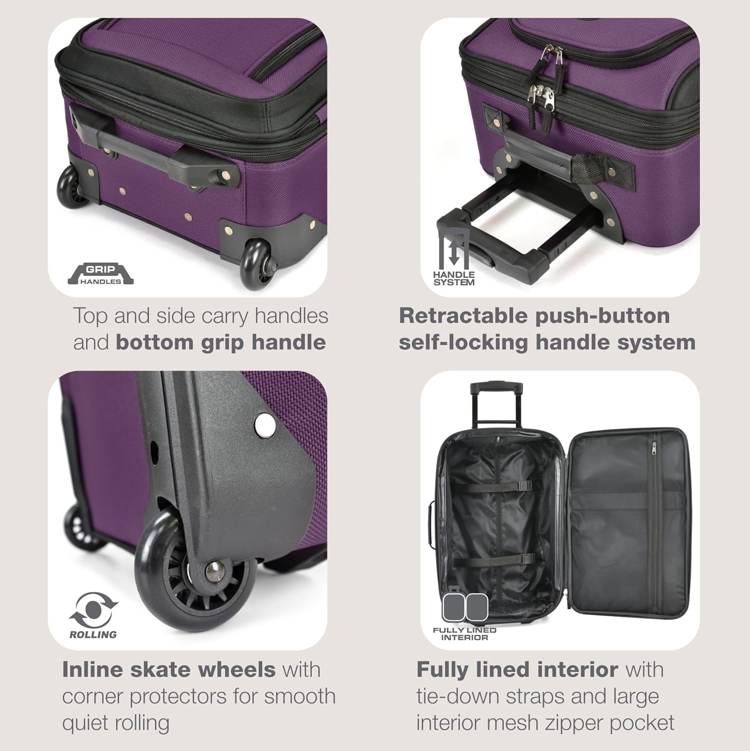 U.S. Traveler Rio Rugged Fabric Expandable Carry-On Luggage Set - Green image number 6