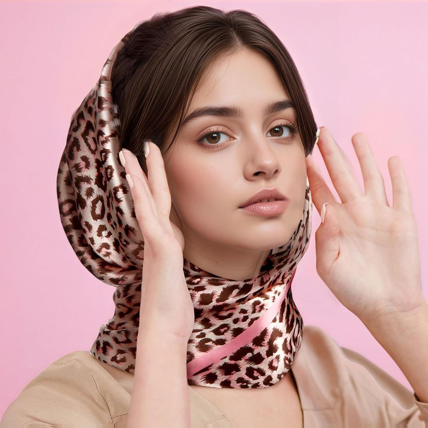 4PCS Head Scarf for Women Satin Headband Scarves Silk Feeling Scarf Boho Headwear Vintage Bandanas for Sleeping Dress Up image number 5