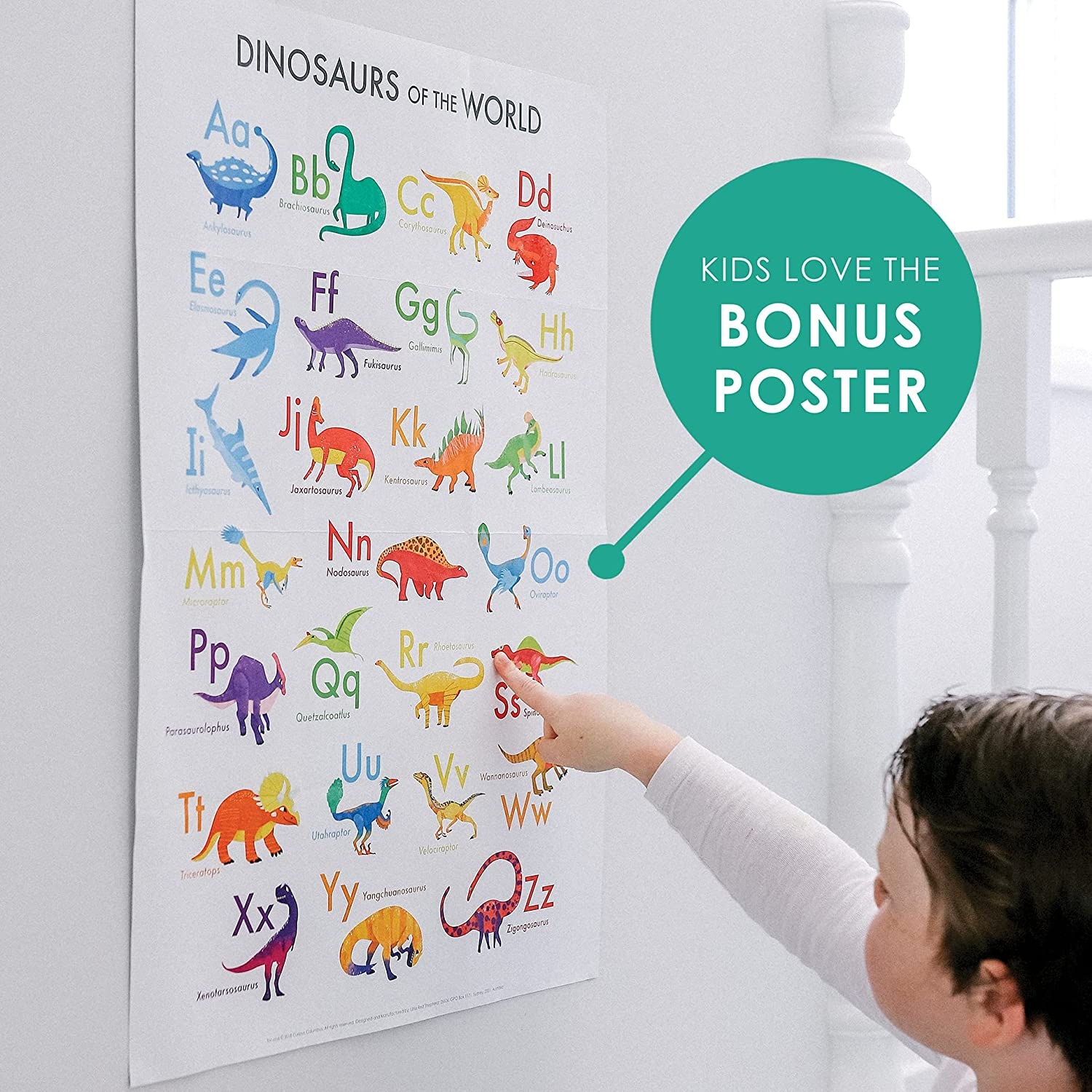 Curious Columbus Dinosaur Magnets &ndash; Magnetic ABC Letters for Toddlers &ndash; Fun Fridge Magnets for Kids with Alphabet Learning & Preschool Activities image number 1