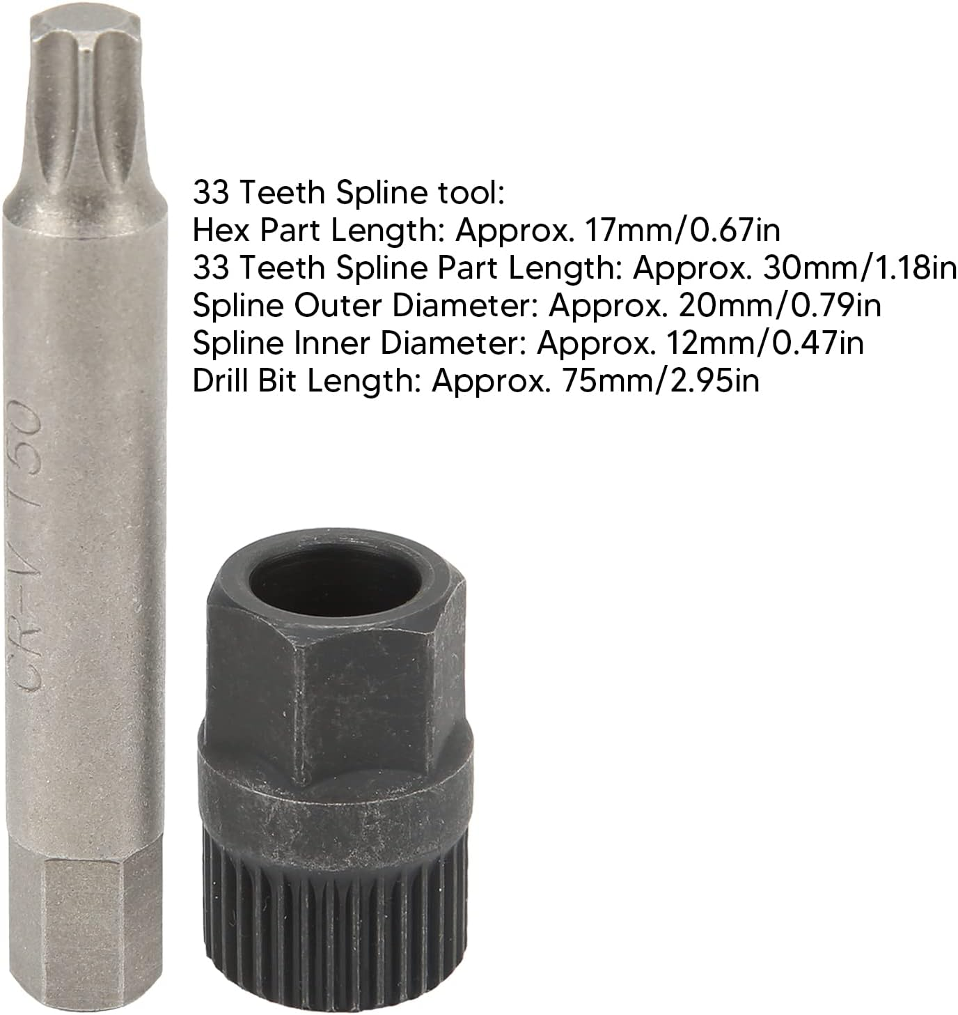 Alternator Pulley Wrench, Alternator Decoupler Pulley Tool 33 Teeth Spline Socket T50 Drill Bit Puller Remover Tool, Easy to Use with Replaceable For, image number 6