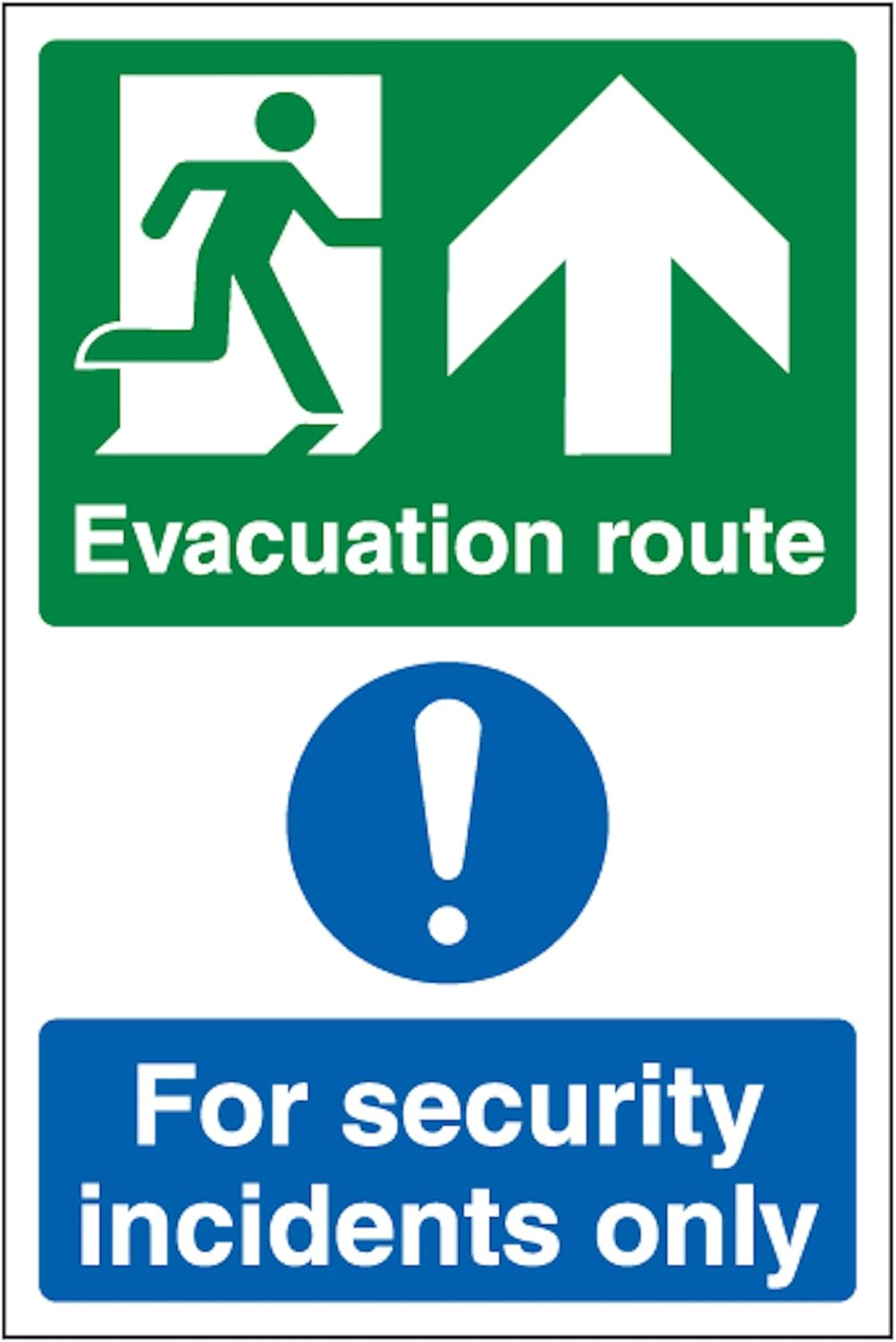 V Safety Evacuation Route Arrow Up/Security Incidents Only - Portrait 200 X 300Mm - 3Mm Aluminium Composite Safety Sign image number 2