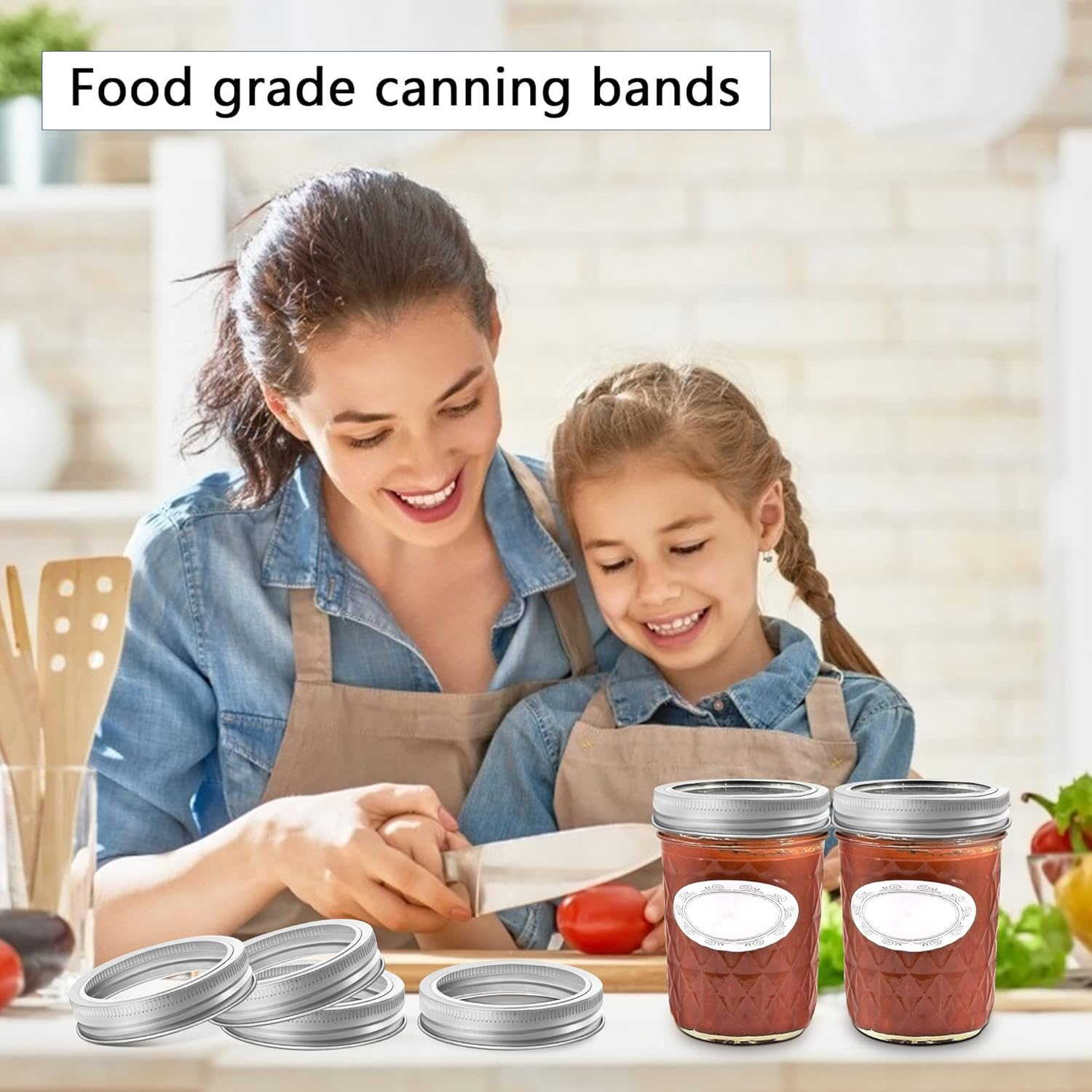 48 Pieces Regular Mouth Canning Jar Rings - Mason Jar Replacement Metal Screw Bands, Split-Type Seals, Rust Proof Leak Proof for Canning image number 4