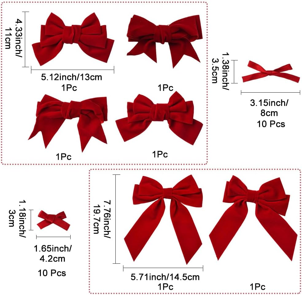 SOFPLATE 1 Box 8 Styles 26 Pieces Coquette Hair Clips with Bow Red Coquette Bows Soft Silky Ribbon Cute Aesthetic Bow Clips for Women Gifts Party Wedding Home Daily Hair image number 6