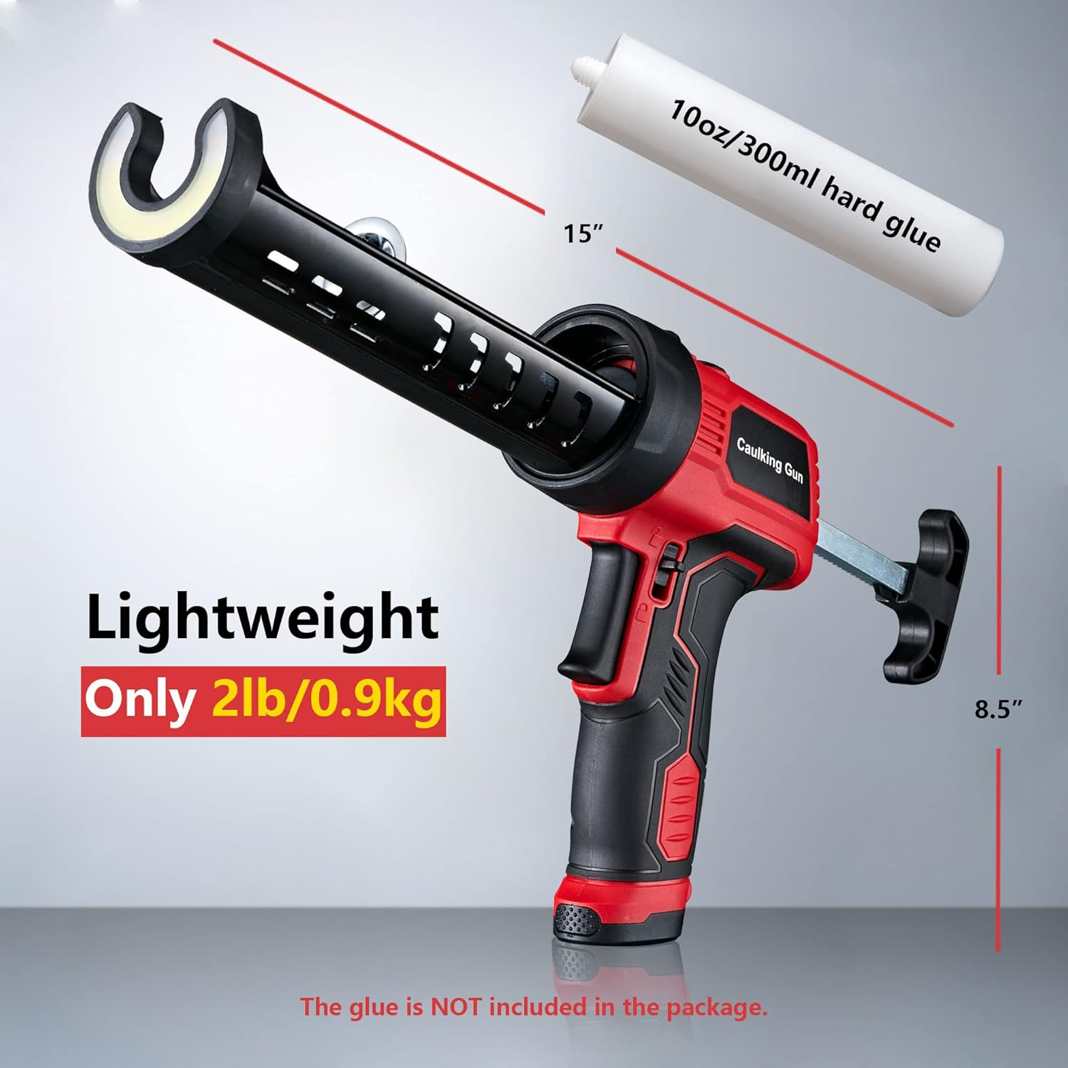 MARSOSAUR Caulk Gun, Non-Drip Electric Caulking Gun with 300 KG Thrust, Cordless Silicone Tool Gun with Constant Flow Tech, Lightweight 10Oz Caulk Guns with LED Light