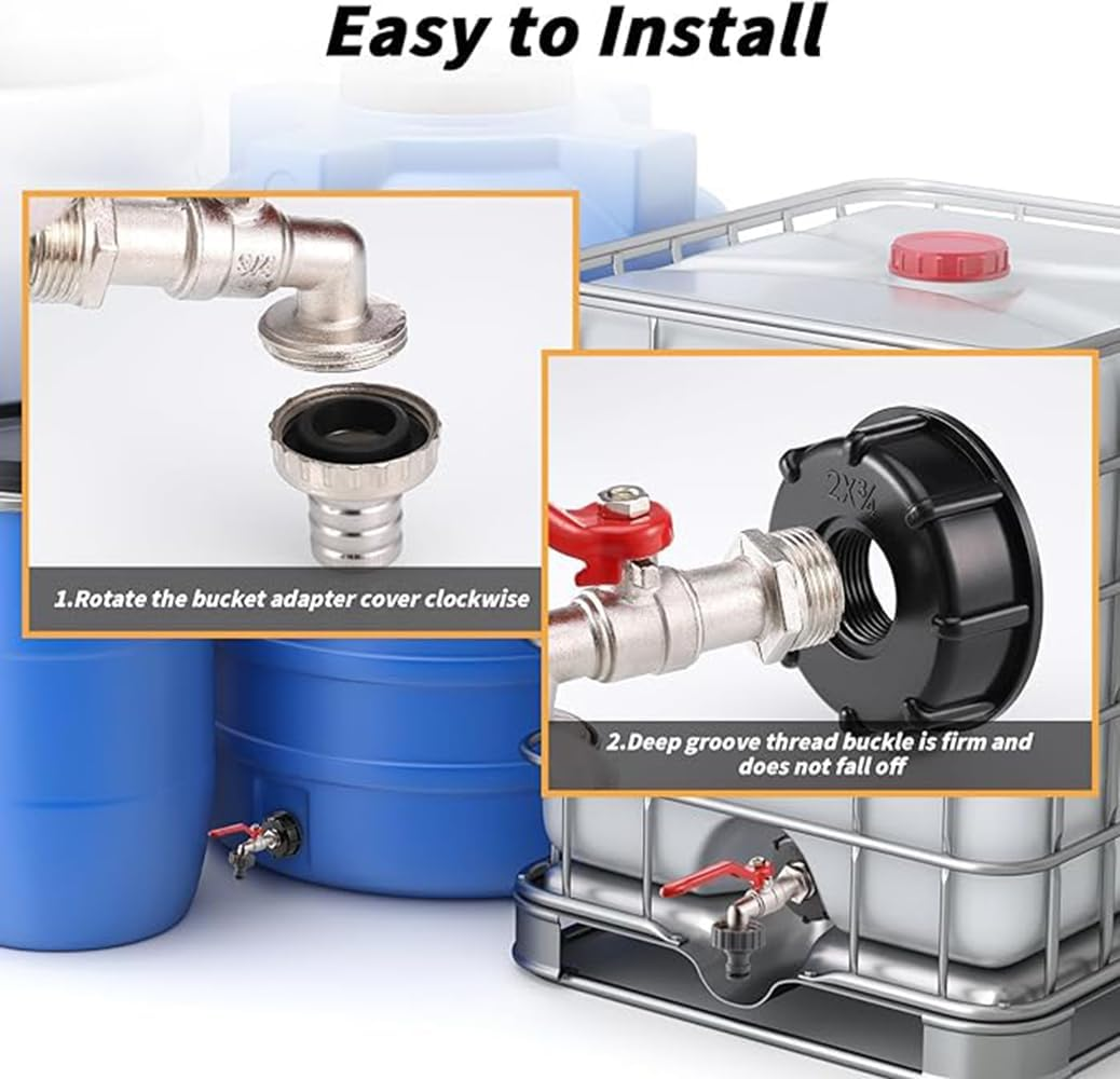 IBC Tank Adapter 1/2"Connector Adapter Fittings Tool S60X6 Yard Garden Water Tap Hose with 1/2" Hose Water Storage Tank IBC Tank Adapter Leakproof Replacement Fitting Parts (Red) image number 5