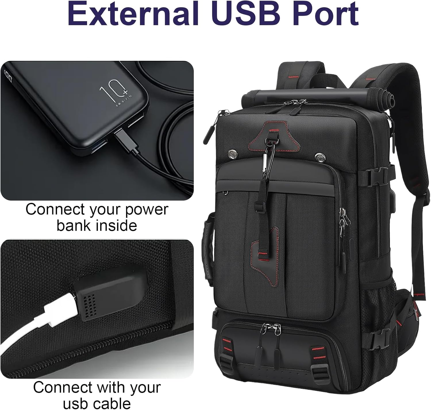 YUDSKU Travel Backpack 60L, Extra Large Carry on Backpack, Waterproof Travel Laptop Backpack, Durable Convertible Duffle Bag Fit for 17 Inch Laptop, with USB Charging Port, Shoe Compartment&Wet Pocket image number 1