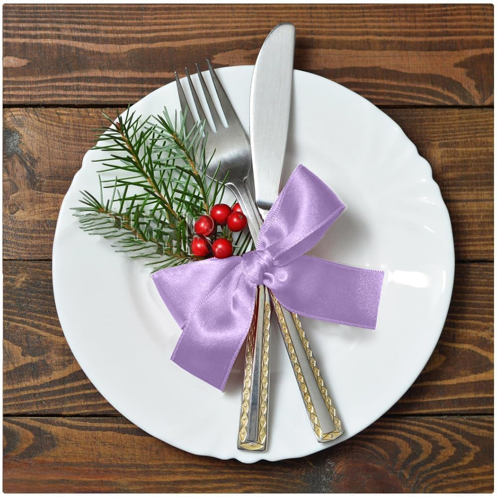 Light Purple Ribbon, 2.5Cm X 25 Yards Ribbon, Light Purple Satin Ribbon for Wedding Flower Arrangement and Birthday Party Decorations image number 1