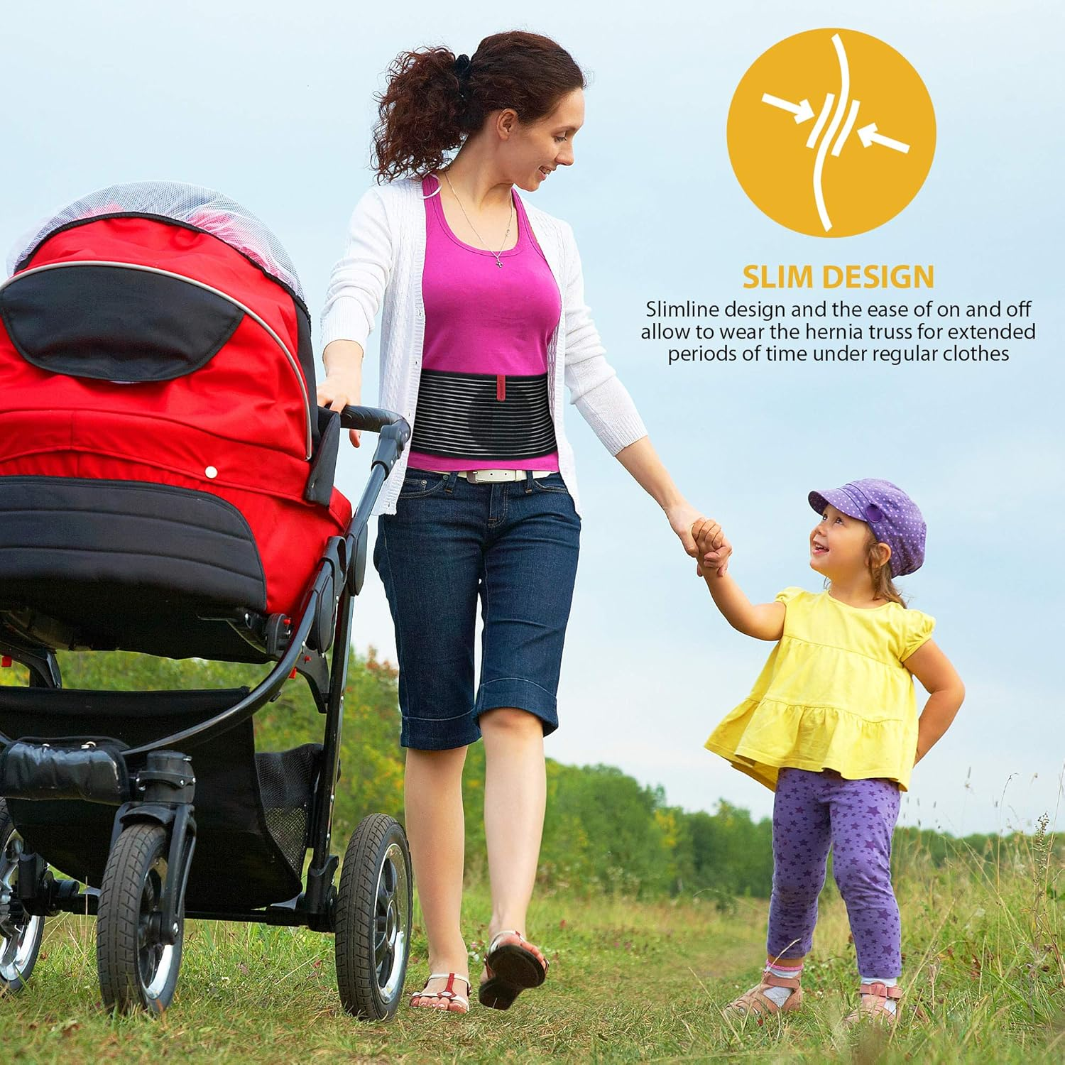 (S-M, Black) - ORTONYX Umbilical Navel Hernia Belt/Abdominal Support Brace - S-M Black image number 6