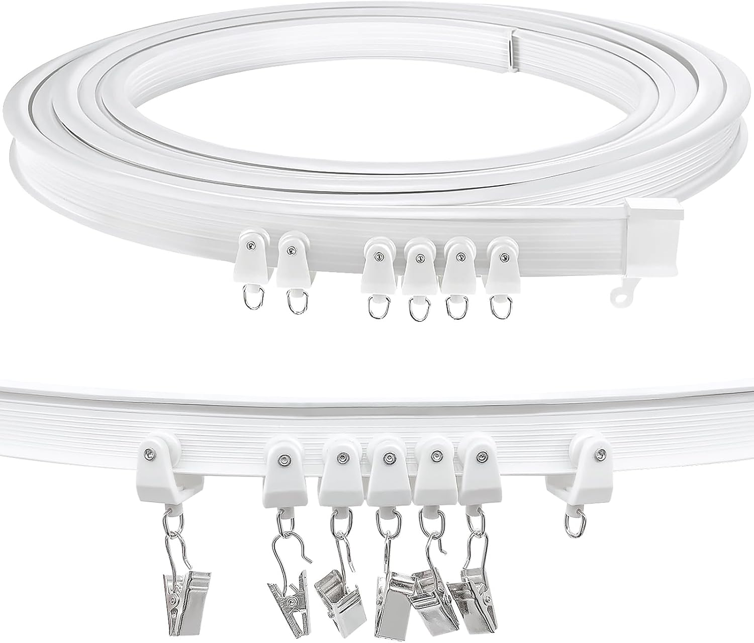 TOKPLNU Ceiling Curtain Track, Flexible Bendable Ceiling Curtain Track Curved Curtain Track 12Ft Ceiling Track for Curtains Room Divider Curtain Rail Track Ceiling Wall Mount for RV Curtain Bay Window image number 1