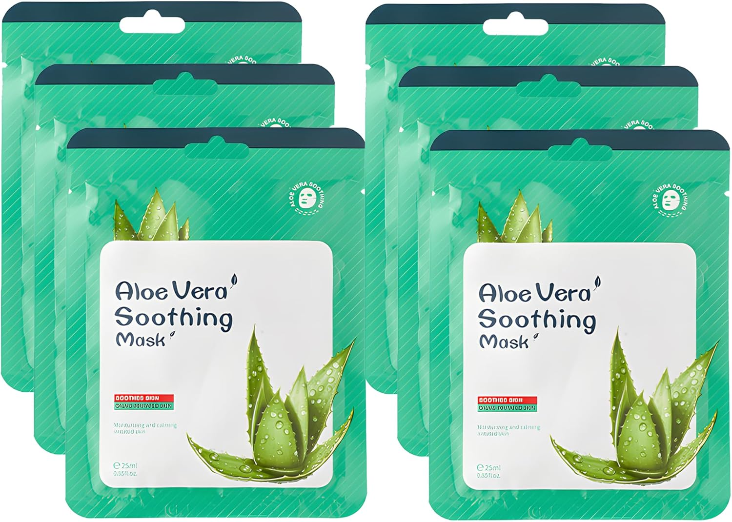 Belluxe 5-Pack Aloe Vera Sheet Face Masks Skincare for Sensitive Skin, Hydrating Korean Facial Mask for Soothing and Moisturizing, Face Mask Set for Women and Men image number 4