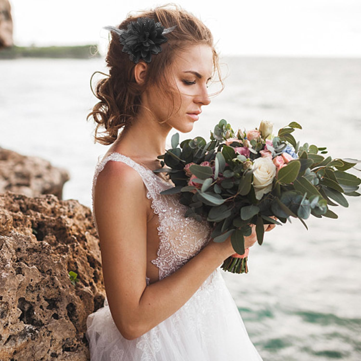 3 Pieces Simulated Flower Hair Pins, Retro Hairpins, Performance Costume Accessories, Party Hairpins, Role Play Accessories image number 2