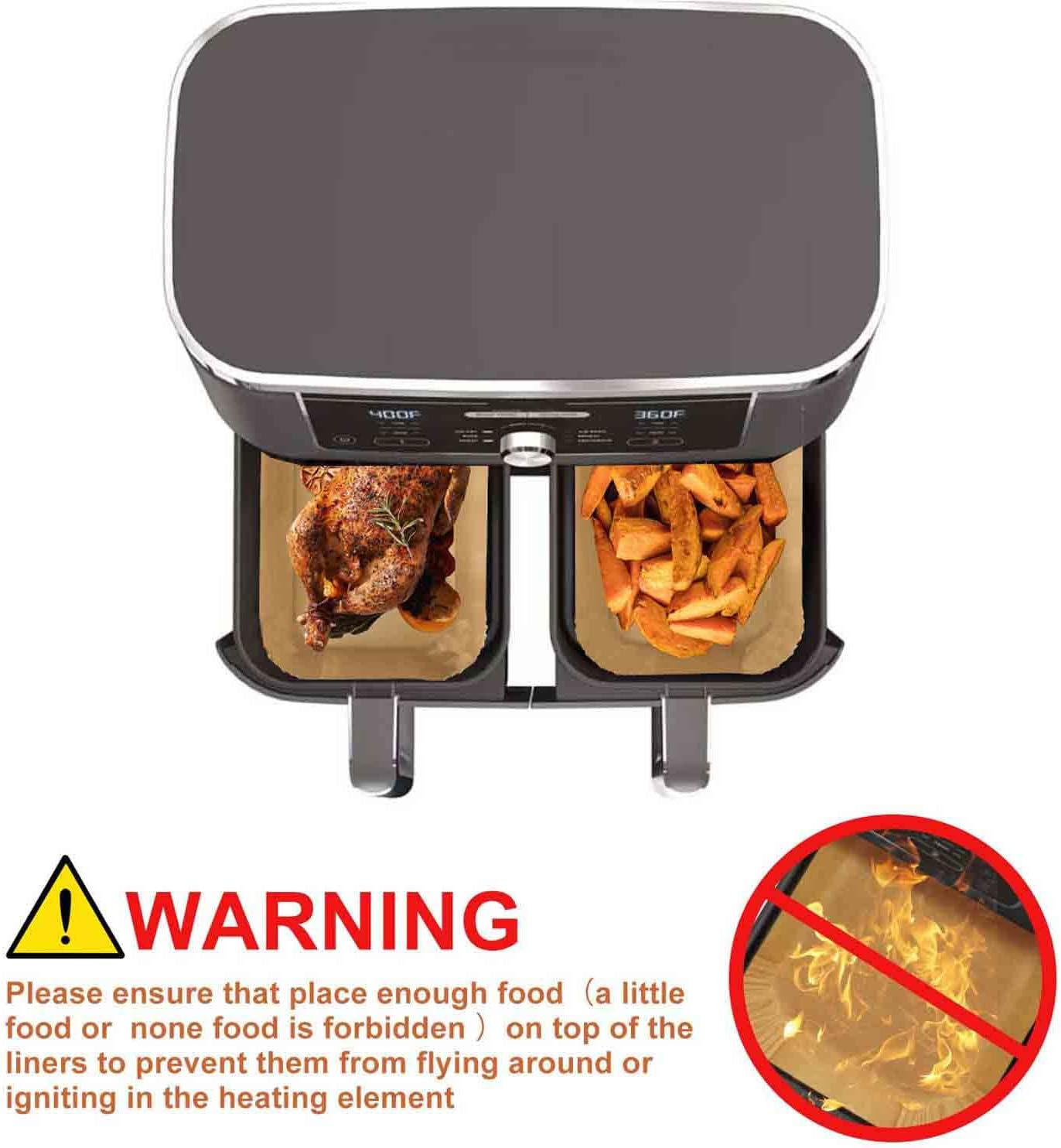 Baking Paper Hot Air Fryer, Pack of 100 Airfryer Baking Paper Non-Stick Waterproof Oilproof Disposable Trays Air Fryer Parchment Paper Liner image number 2