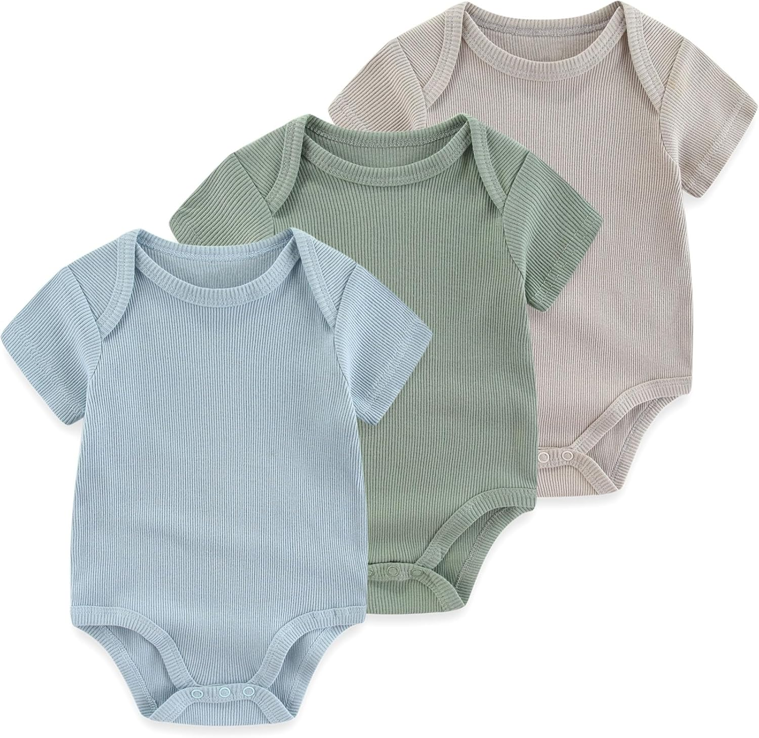 Ruliby Baby Bodysuit Ribbed Baby Boy Clothes Bule Romper 0-3 Months