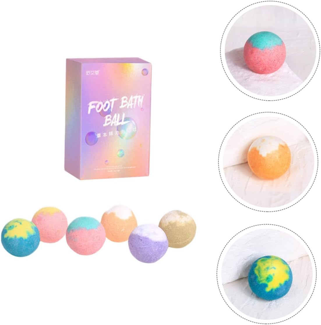 Angoily 6Pcs Bath Salt Ball Foot Bath Pills Wedding Party Favors Bath Color Tablets Essentials Bath Bath Foot Soak Foot Spa Sodium Bicarbonate Bath Salt Balls image number 5