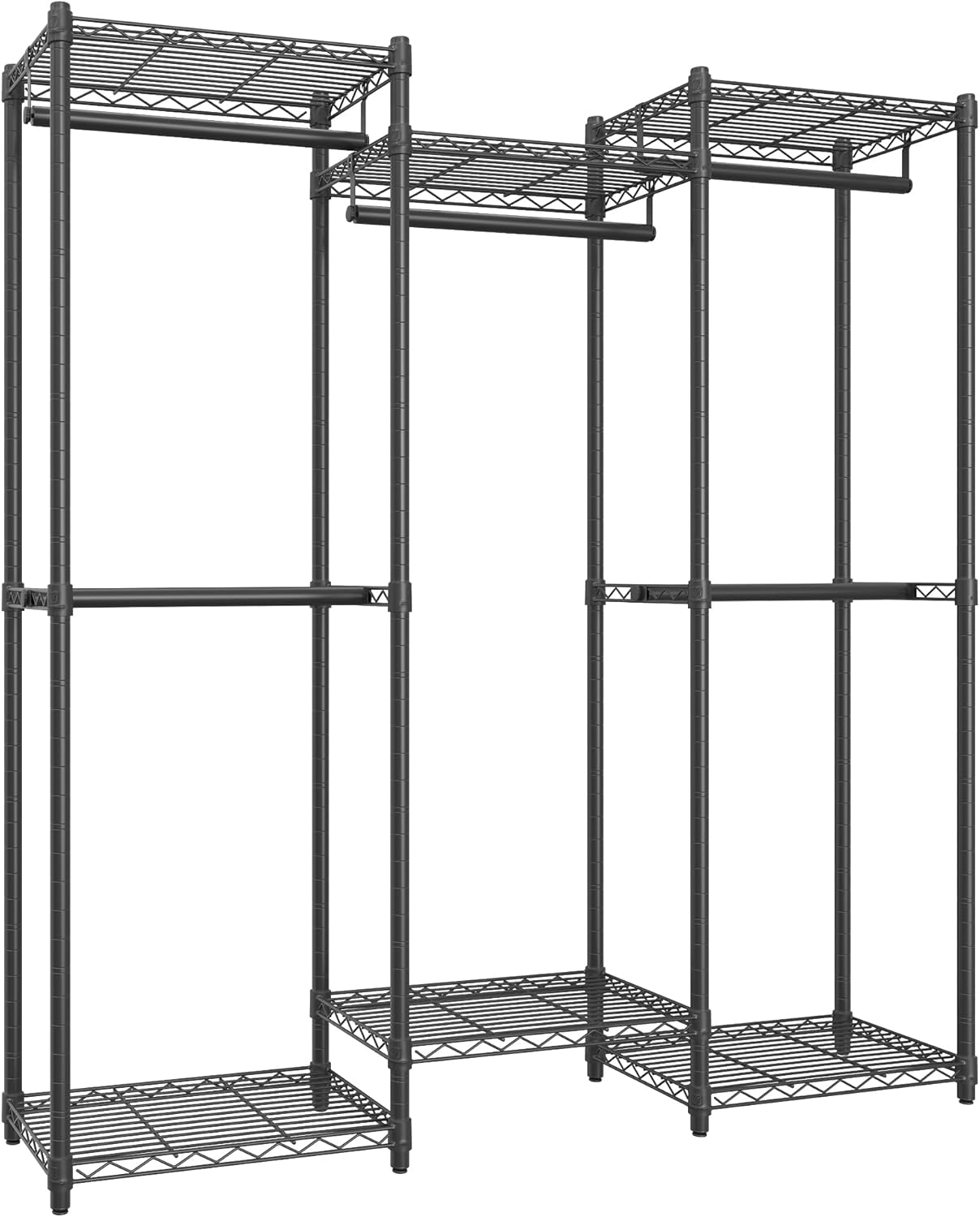 SONGMICS Heavy-Duty Clothes Rack, Garment Rack, Portable Closet, 56.9-Inch Wide Clothing Rack, with Adjustable Mesh Shelves and Hanging Rails, Ink Black ULGR432B01 image number 1