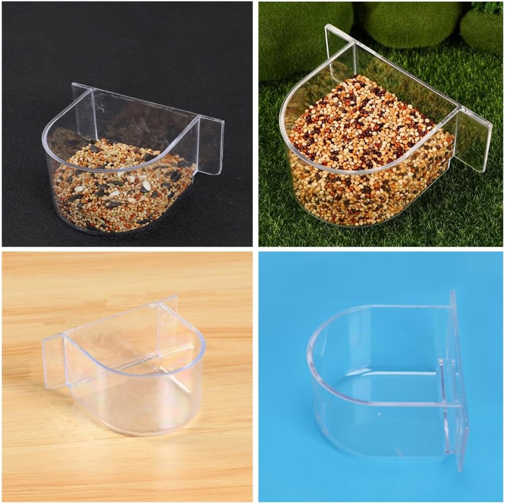 Bird Feeding Dish, 6 Pcs Parrot Cage Replacement Food and Water Cup,Parrot Feeding Bowls,Bird Feeder Pigeon Feeding Cups,Bird Feeders Winged Universal Cage Plastic Cups Pet Supplies for Small Bird image number 2