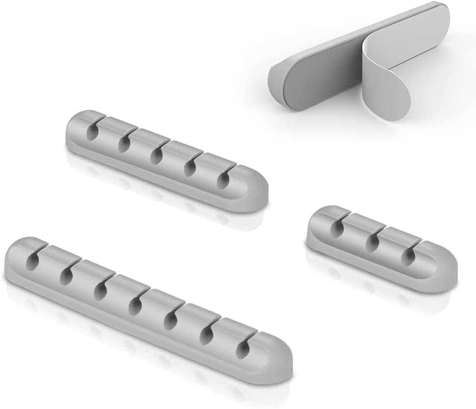 Cable Clips Cord Management Organizer, 3 Packs Silicone Adhesive Hooks, Wire Holder USB Power Charging Accessory Mouse PC Nightstand Desktop Wall Phone Workspace Office - 7, 5 and 3 Slots (Black)