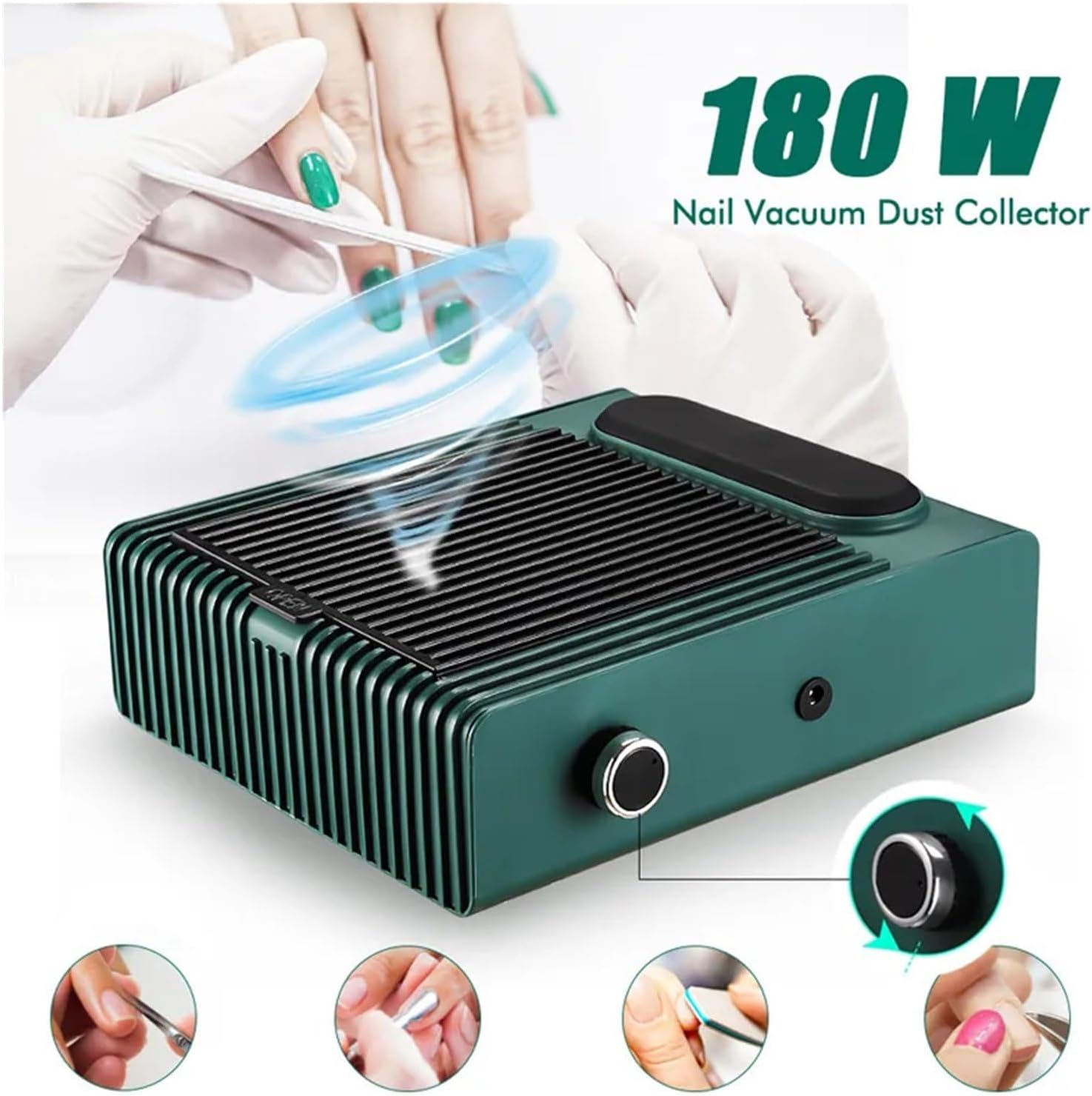 Nail Dust Collector, 80W Nail Vacuum Cleaner for Manicure Pedicure with Removable Filter Strong Power Nail Dust Collector Adjustable Manicure Machin(Blue) image number 3