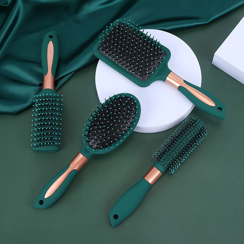 Uandhome 4 Pack Hair Brush Set anti Static Massage Oval Comb round Hair Scalp Massage Comb Vent Hair Brush Detangling Brush Paddle Brush for Women Men