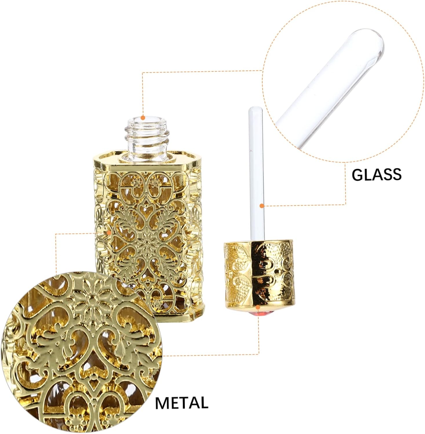 Outanaya 3Pcs Leakproof Travel Perfume Atomizer 3Ml Essential Oil Bottle Metal Glass Engraved Diy Craft image number 3