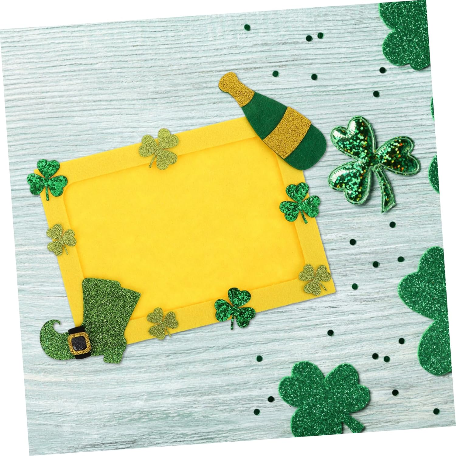 Milisten Green Shamrock Diy Photo Frame Unfinished Non-Woven Picture Frame for Patrick'S Day Crafts Charming Decorative Display for Holiday Memories image number 3