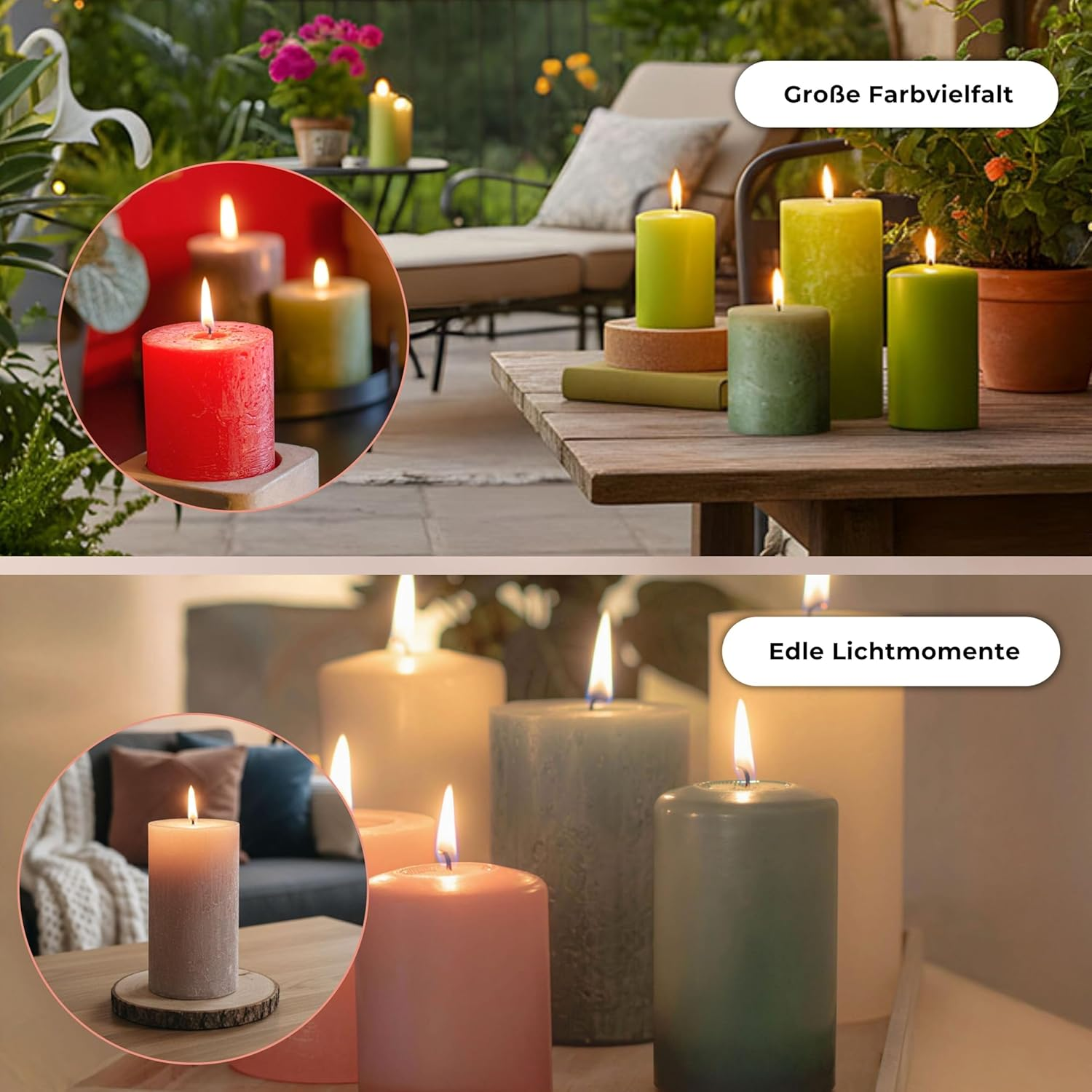 Decolite Pillar Candles Rustic Set of 4 110 X 70 Mm | Self-Extinguishing Safe Candle | Coloured RAL Certified | Burning Time Approx. 51 Hours | Made in Germany | Rustic Decorative Candles by Decolite - Charcoal image number 5