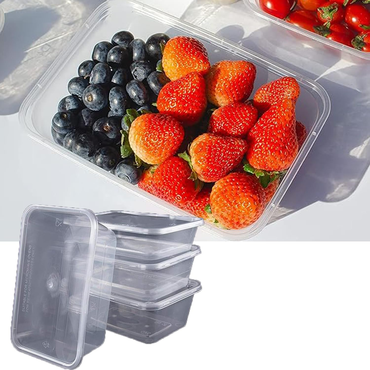 WEZCHUGHAOL Food Storage Containers with Lids, 1000 Ml/750 Ml, Clear Plastic, 100-Pack (1000 Ml) image number 2