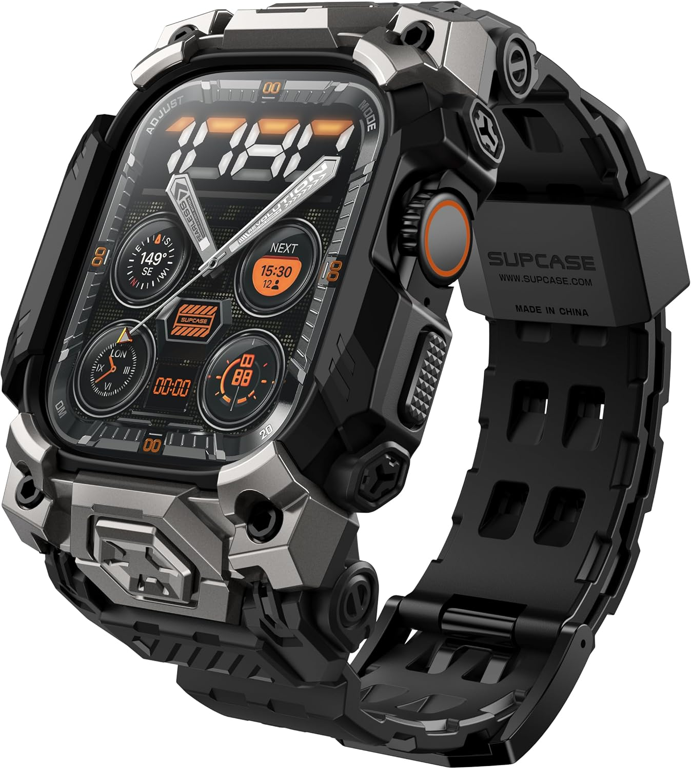 SUPCASE for Apple Watch Ultra 2/1 49Mm Case with Band 2024/2023/2022 (Unicorn Beetle Ore), [Anti-Scratch] [Military-Grade Protection] Rugged Sport Men Bumper Case with Adjustable Strap Band, Black