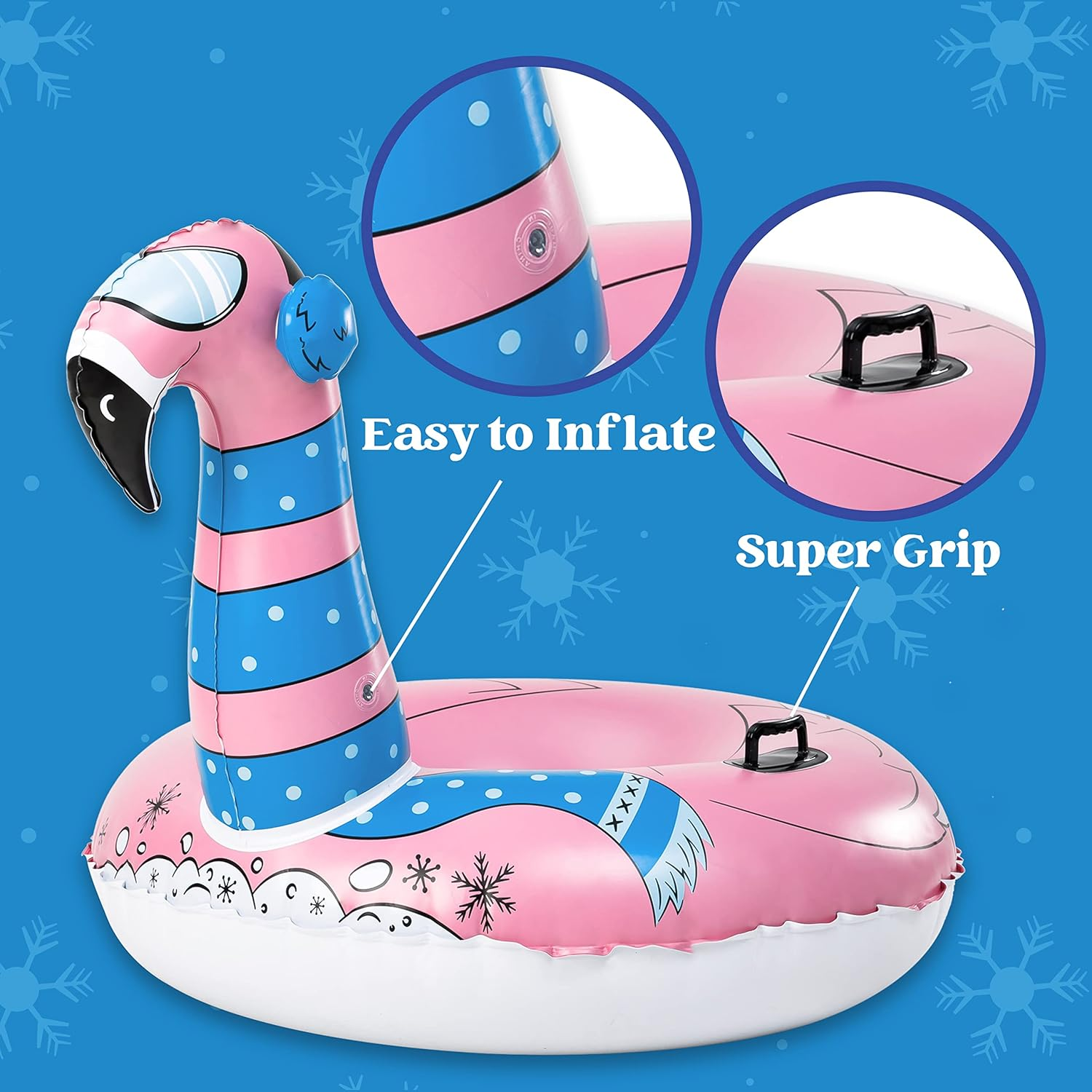 JOYIN 47&rdquo; Inflatable Snow Tube for Kids and Adults, Heavy-Duty Snow Tube for Sledding, Great Inflatable Snow Tubes for Winter Fun and Family Activities image number 5
