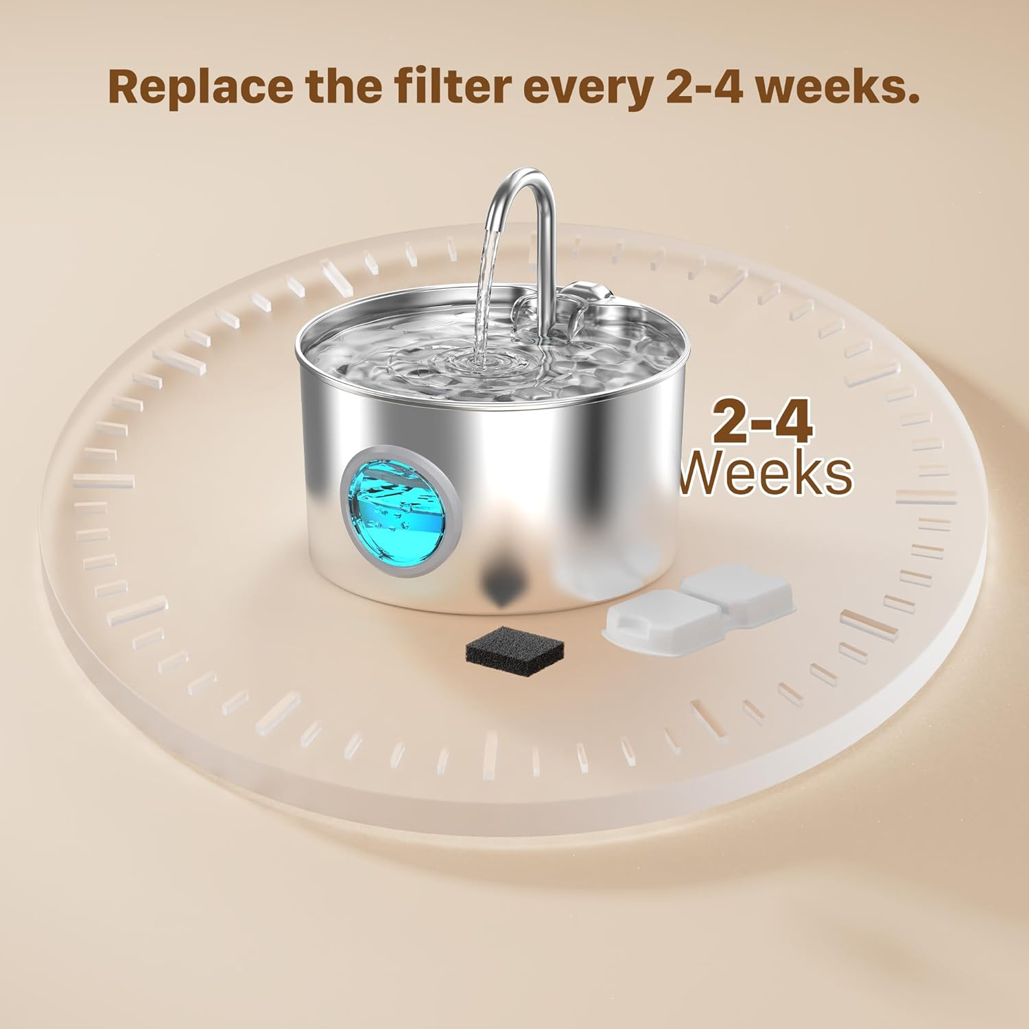 GIOTOHUN Cat Water Fountain Filter Replacement: 12 Filters - 6 Carbon & 6 Foam - Suitable for GIOTOHUN S11 Stainless Steel Cat Fountain image number 2