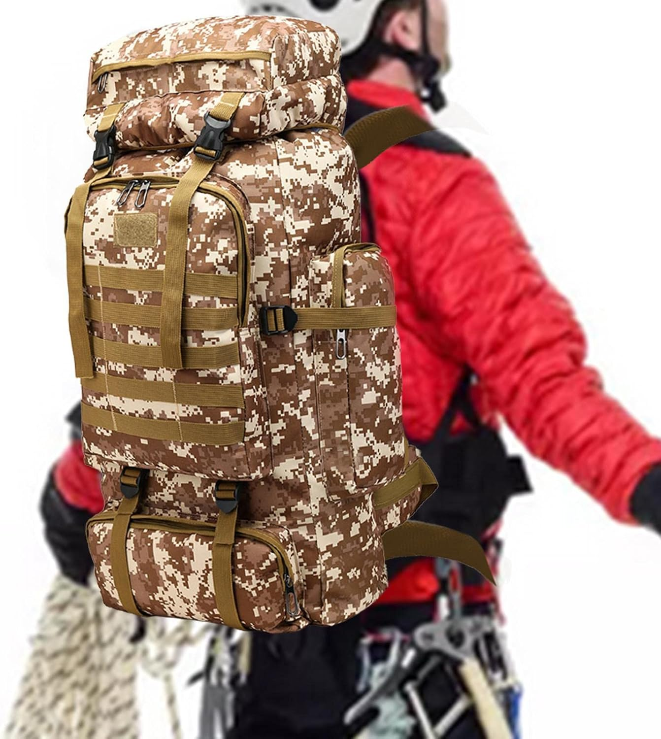 Assault Pack - Water Resistant 80L Large Capacity Rucking Backpack,Army Camping Rucksack for Wilderness Survival, Camping, and Hunting Jmedic