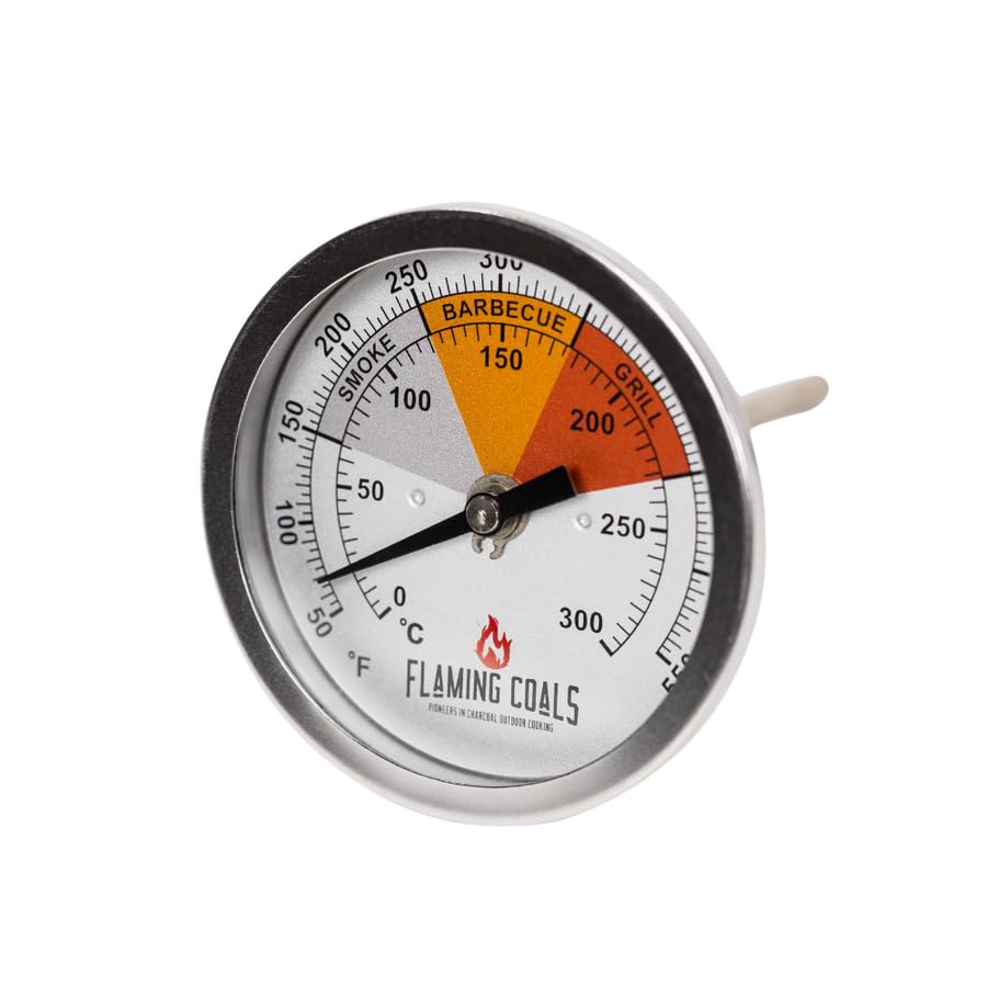 Recalibratable Flaming Coals BBQ Smoker Thermometer Gauge - Small image number 2