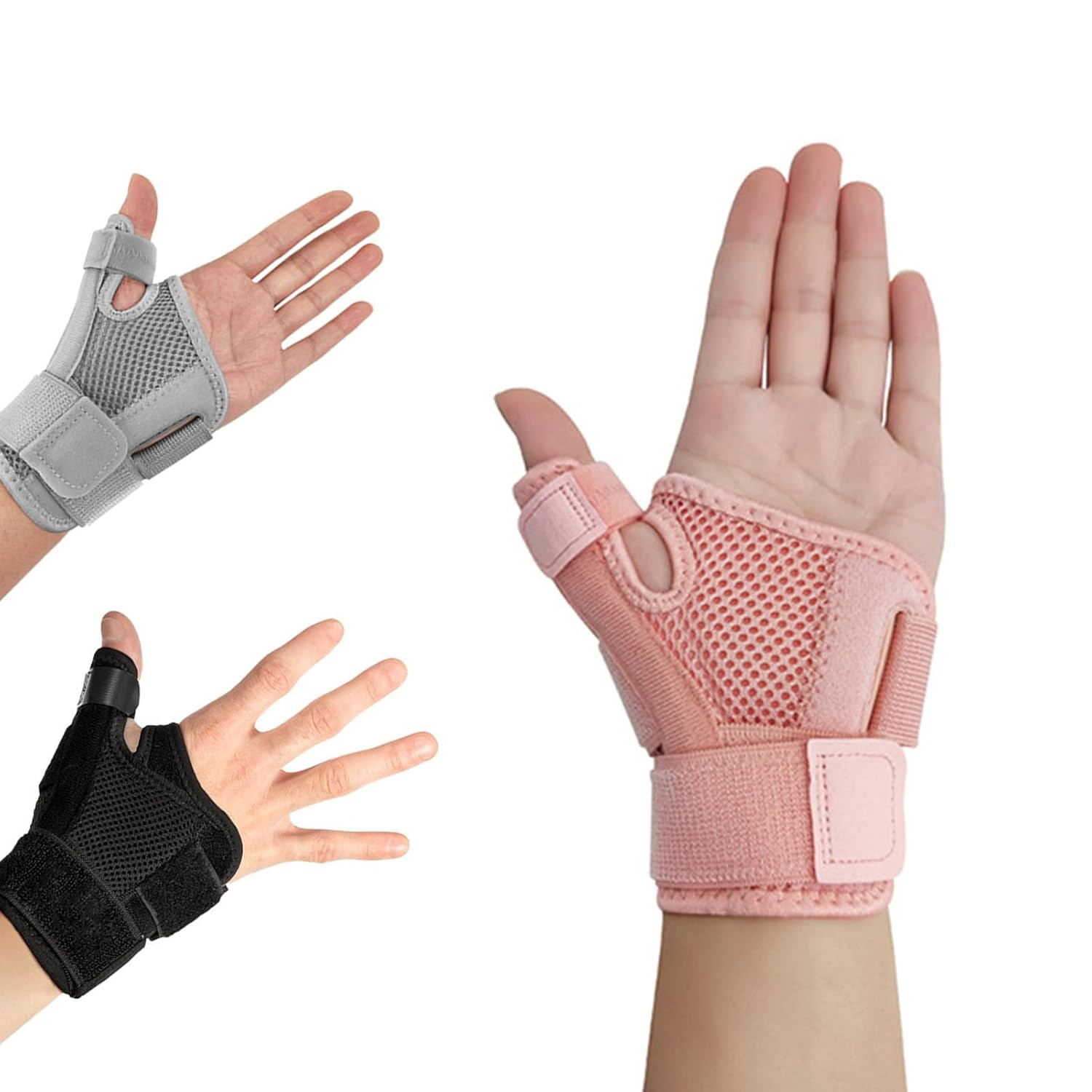 Thumb Brace, Adjustable Right and Left Thumb Wrist Stabilization Support，Thumb Spica Support Strap for Arthritis, Tendonitis & De Quervain- Universal Size (Gray)